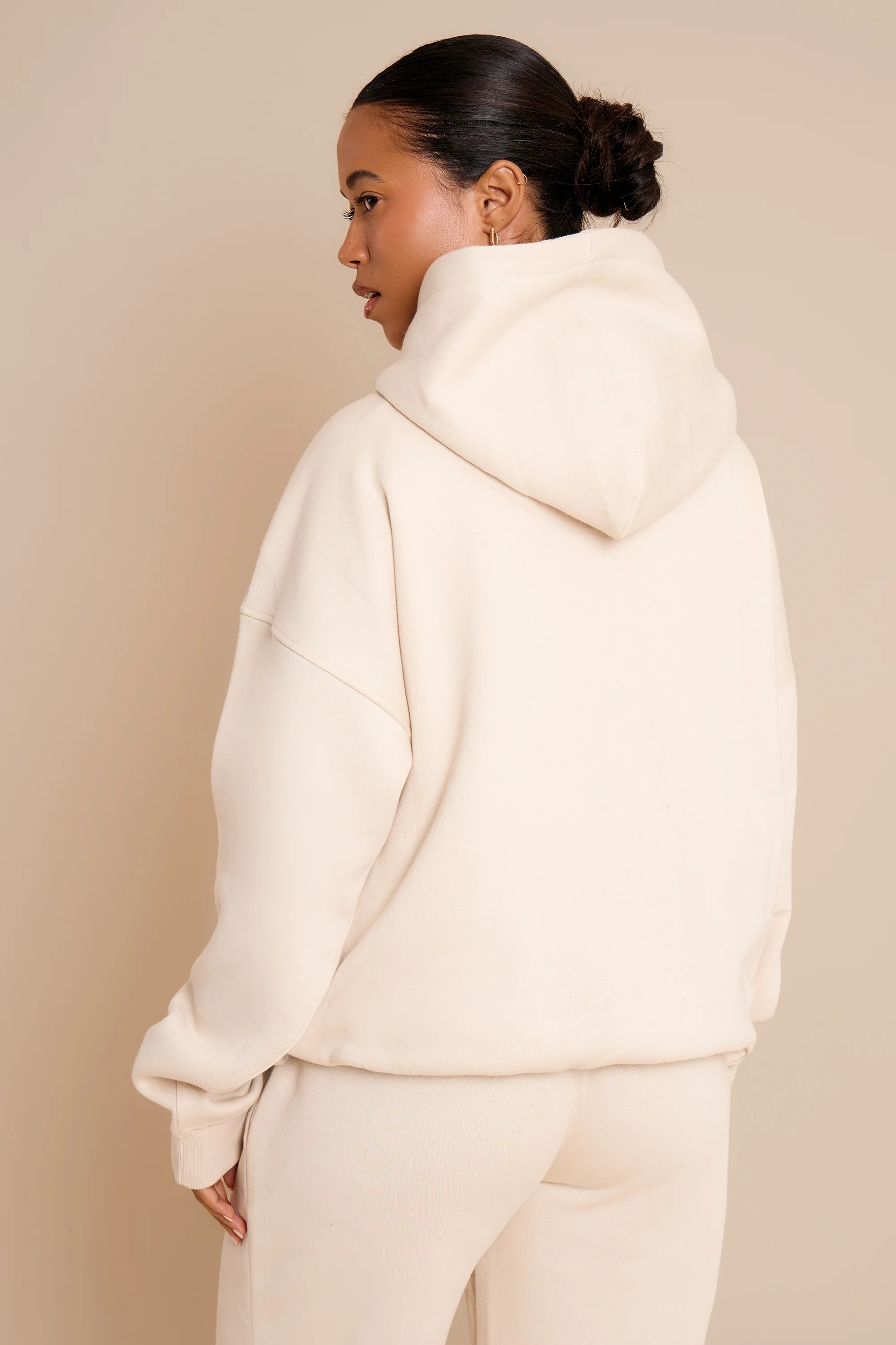Kaiia Slogan Oversized Hoodie Chalk - Image 3