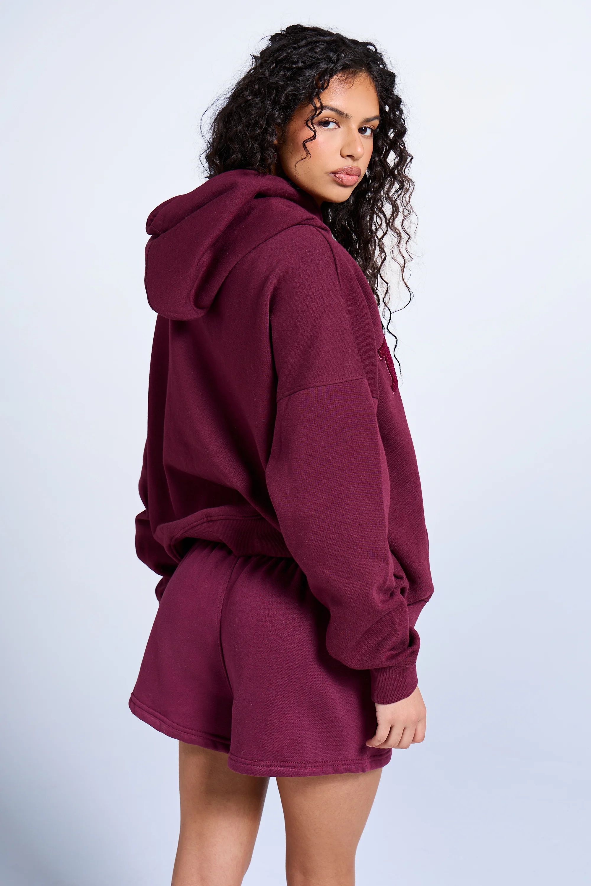 Kaiia Slogan Oversized Hoodie Deep Burgundy - Image 3