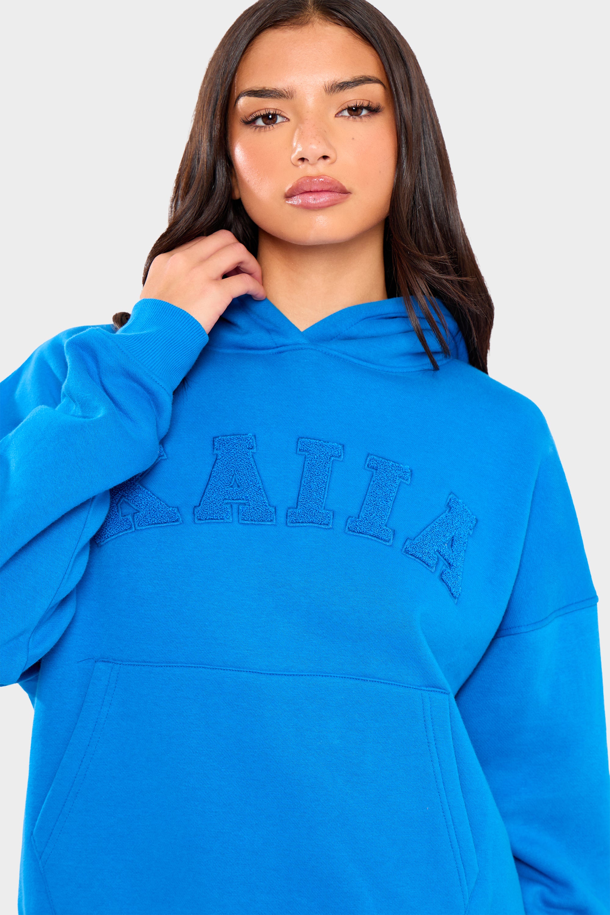 Kaiia Slogan Oversized Hoodie Cobalt Blue - Image 3
