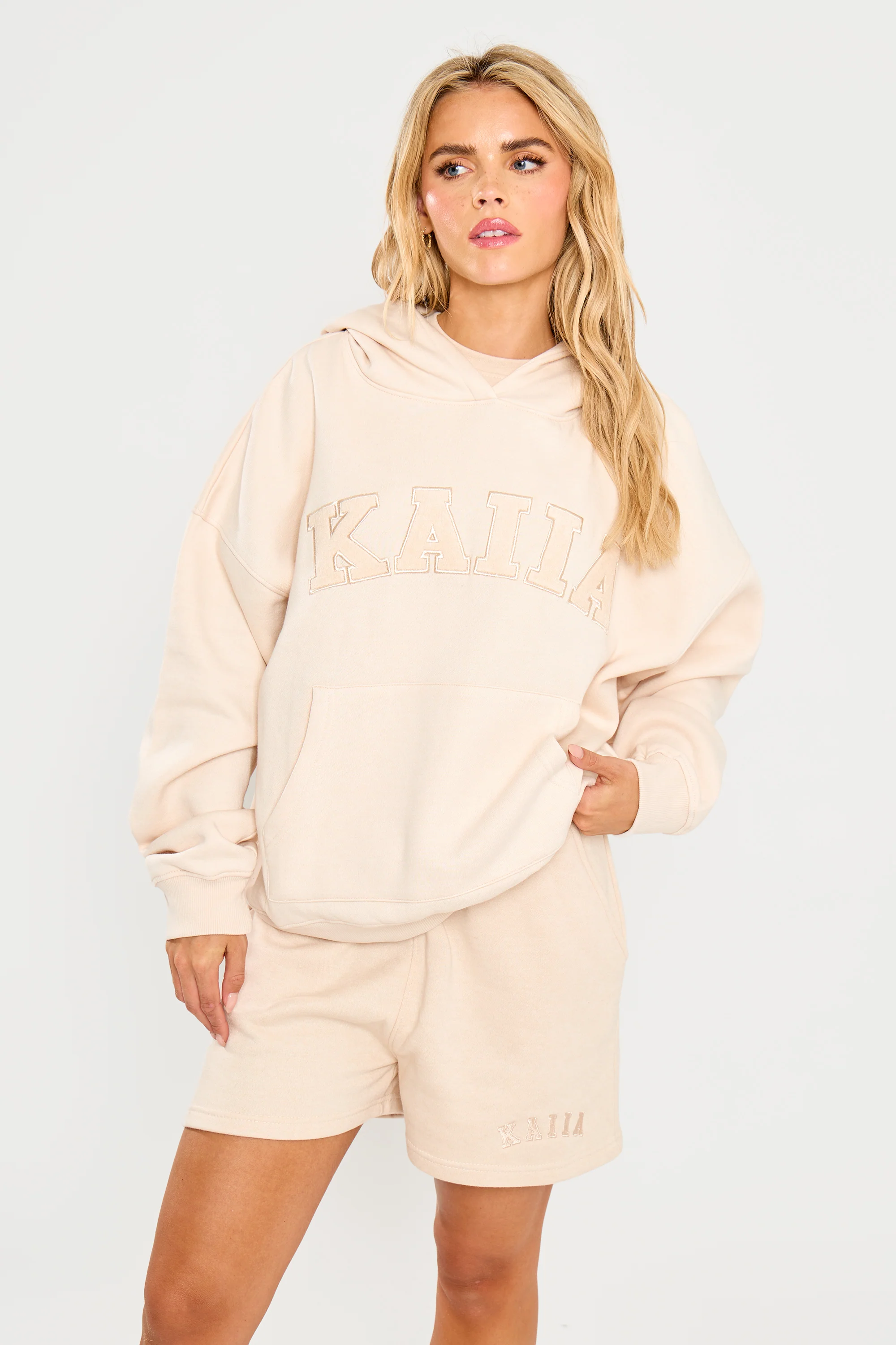 Kaiia Slogan Oversized Hoodie Cream - Image 5