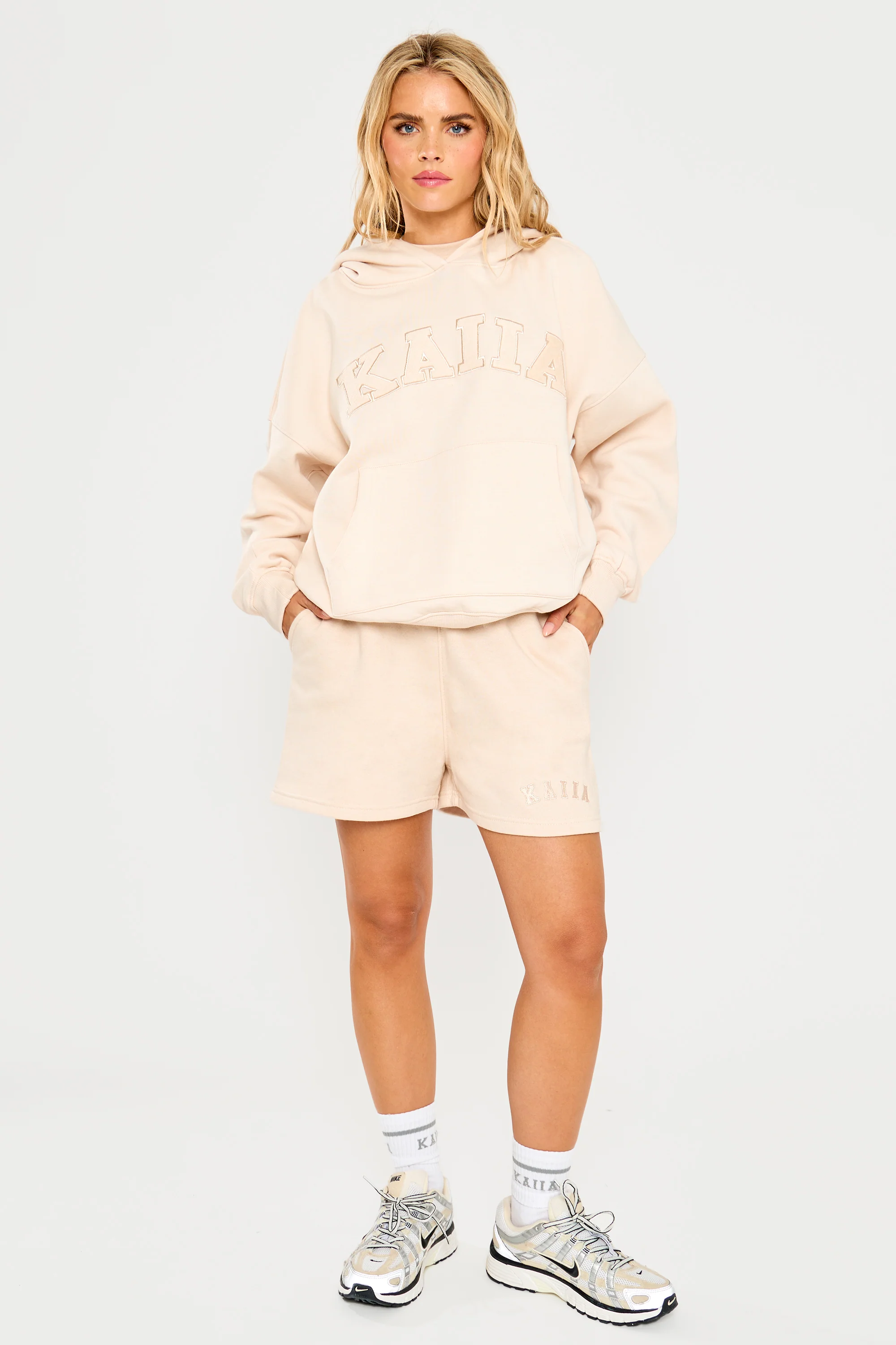 Kaiia Slogan Oversized Hoodie Cream - Image 6
