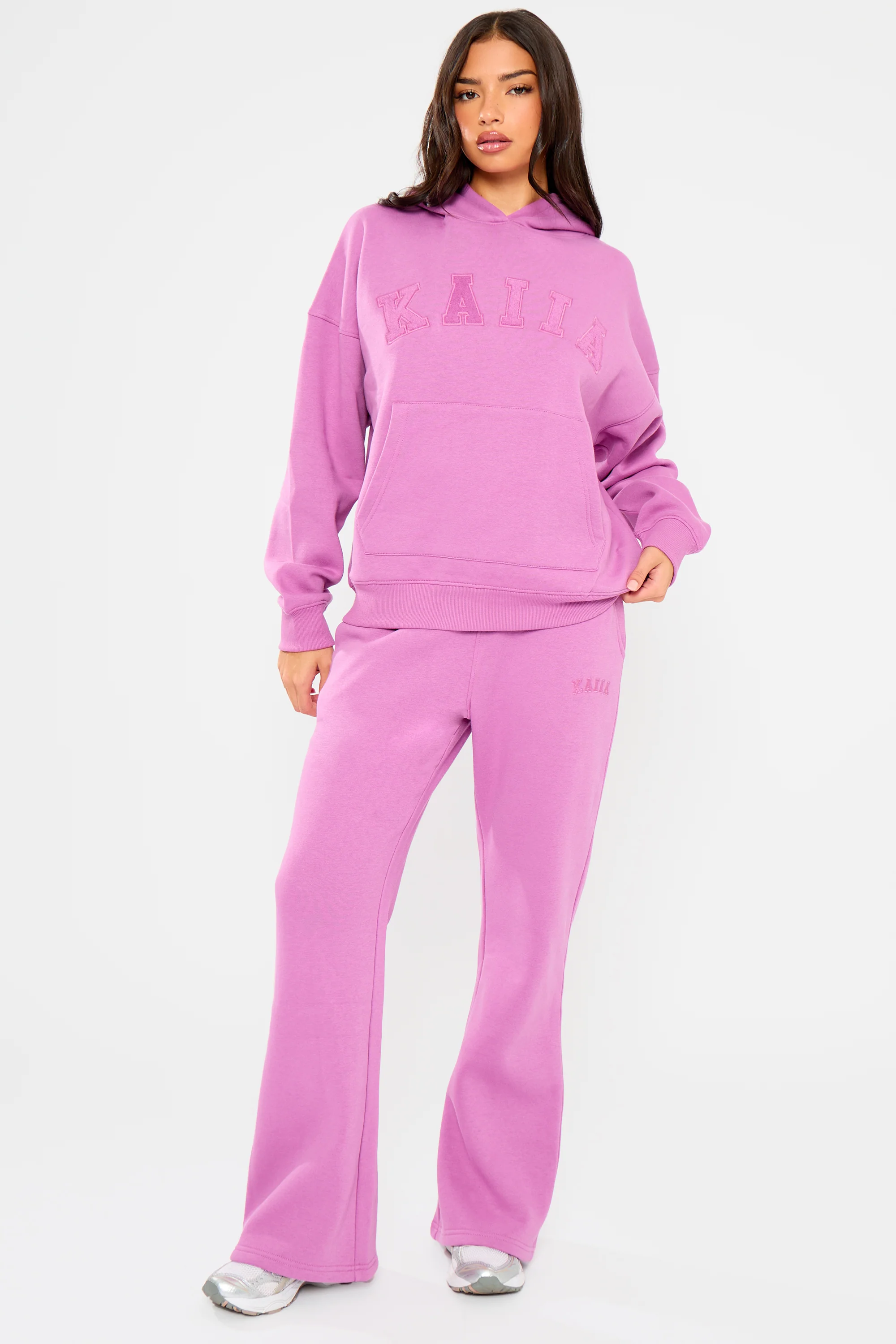 Kaiia Slogan Oversized Hoodie Fuschia - Image 3