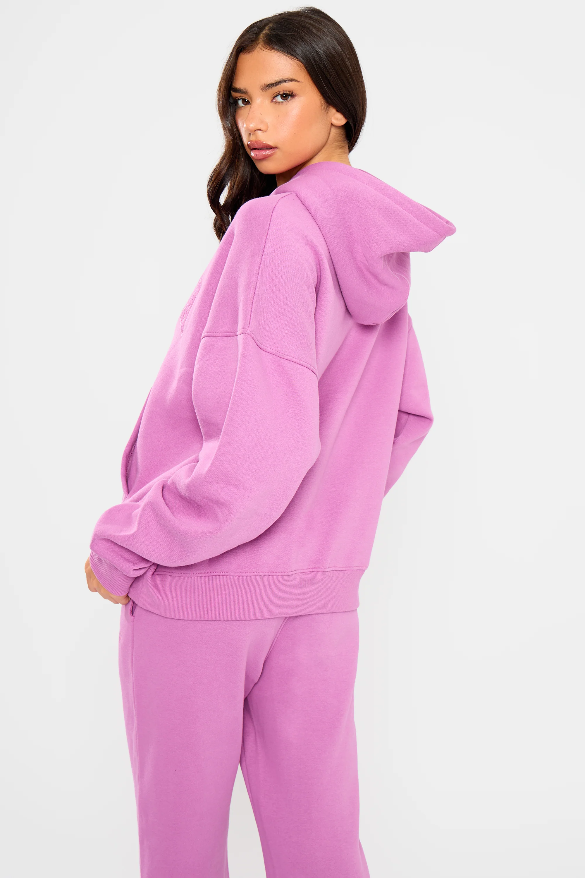 Kaiia Slogan Oversized Hoodie Fuschia - Image 4