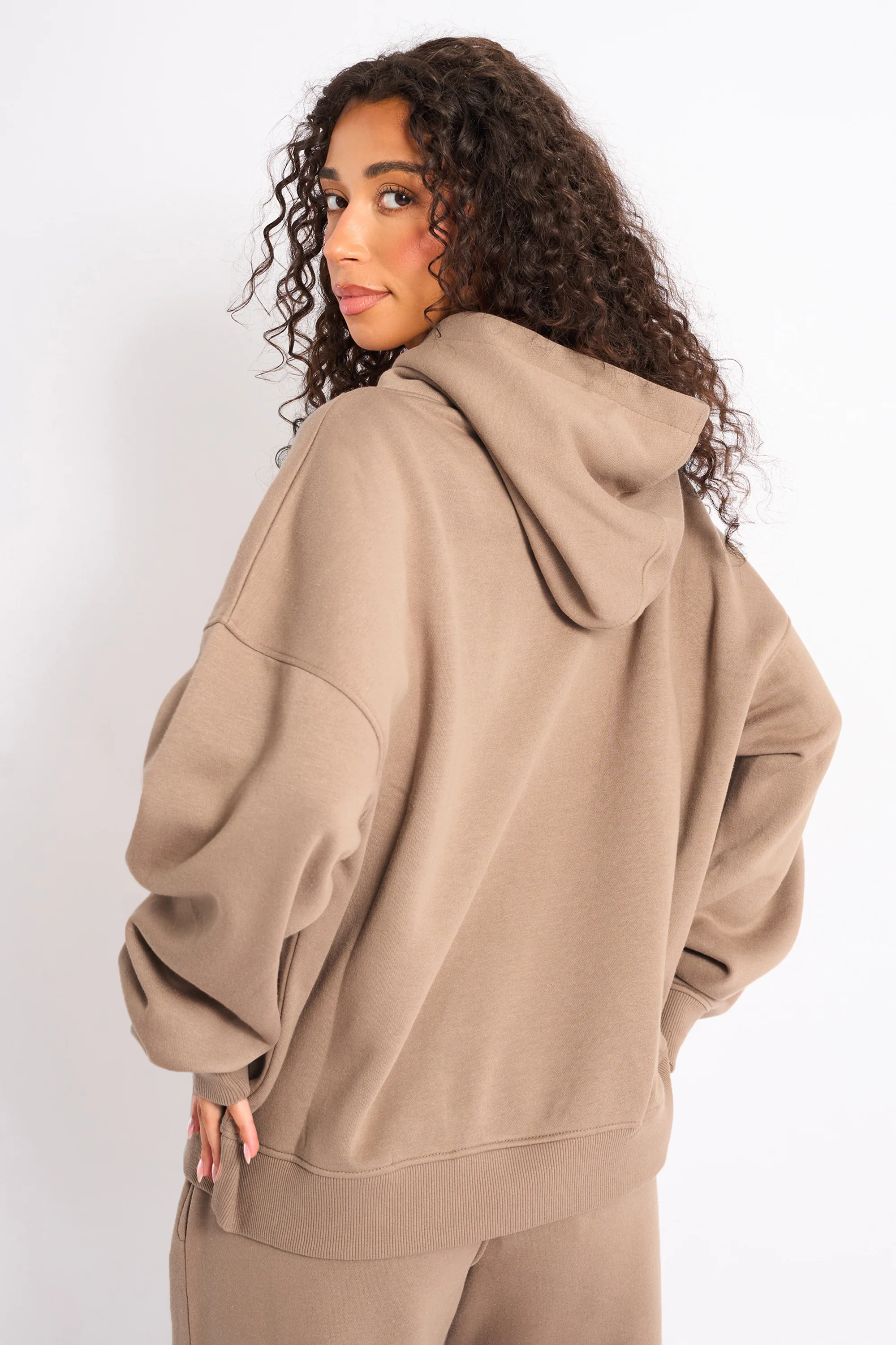 Kaiia Slogan Oversized Hoodie Latte - Image 3