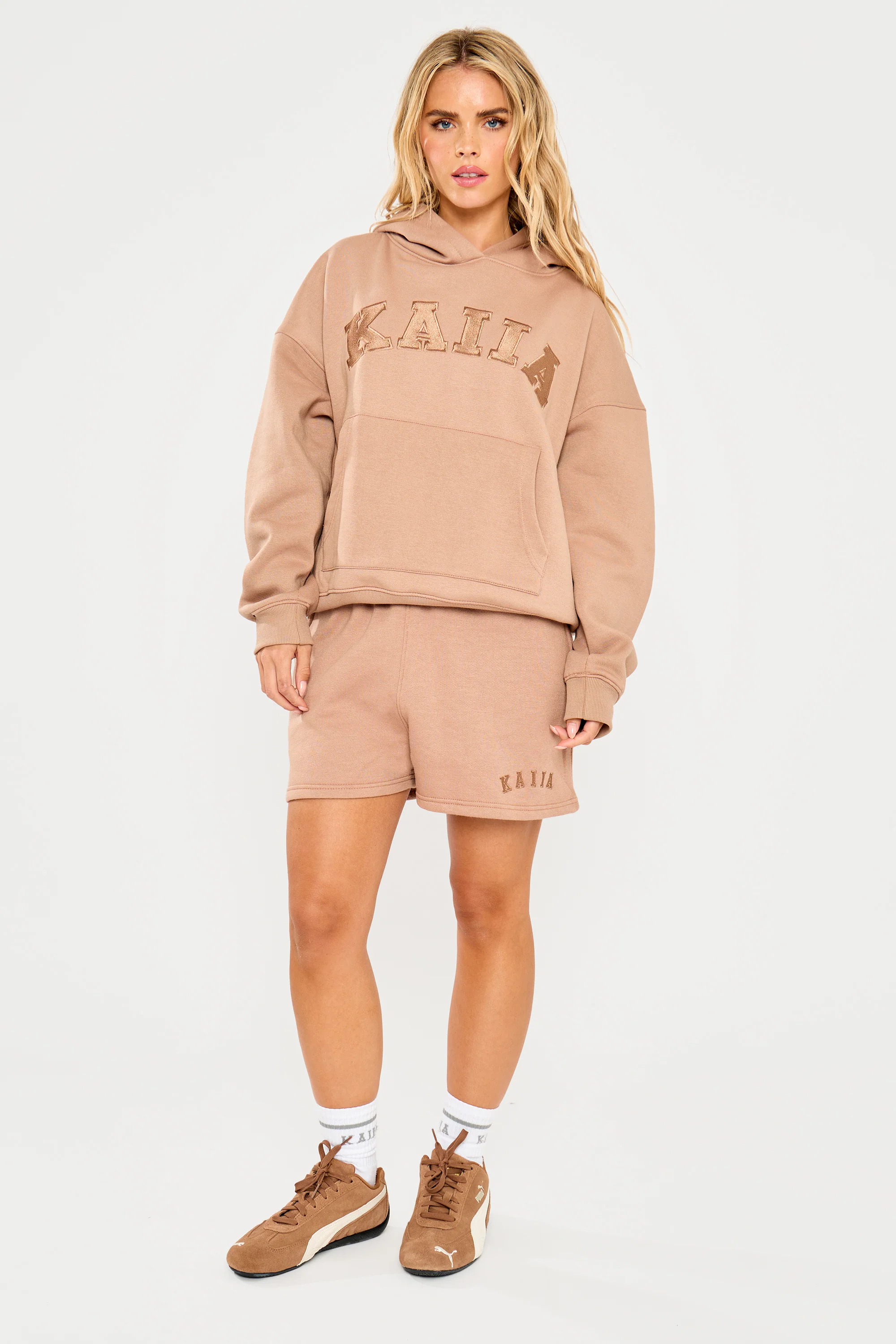 Kaiia Slogan Oversized Hoodie Latte - Image 6