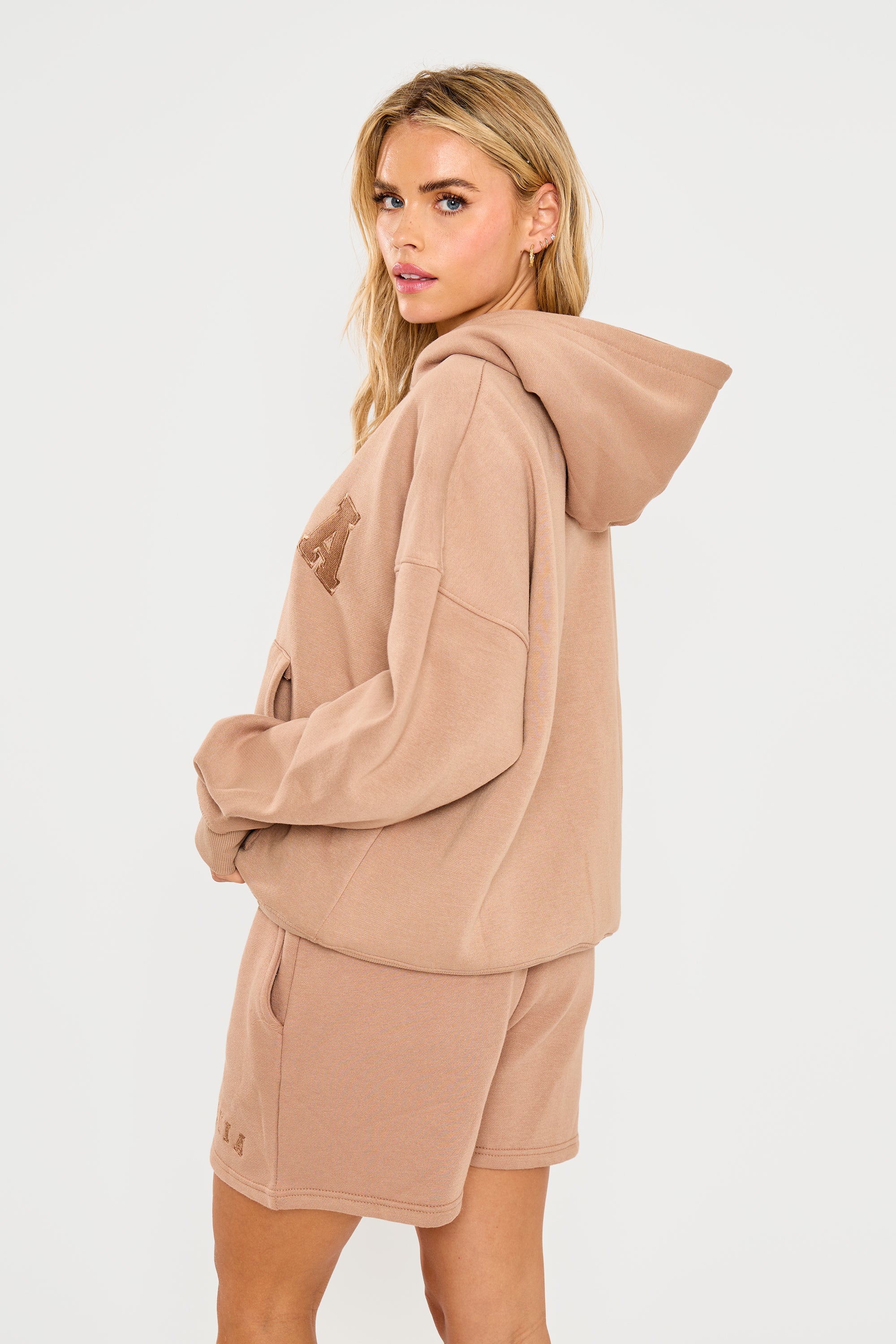 Kaiia Slogan Oversized Hoodie Latte - Image 7