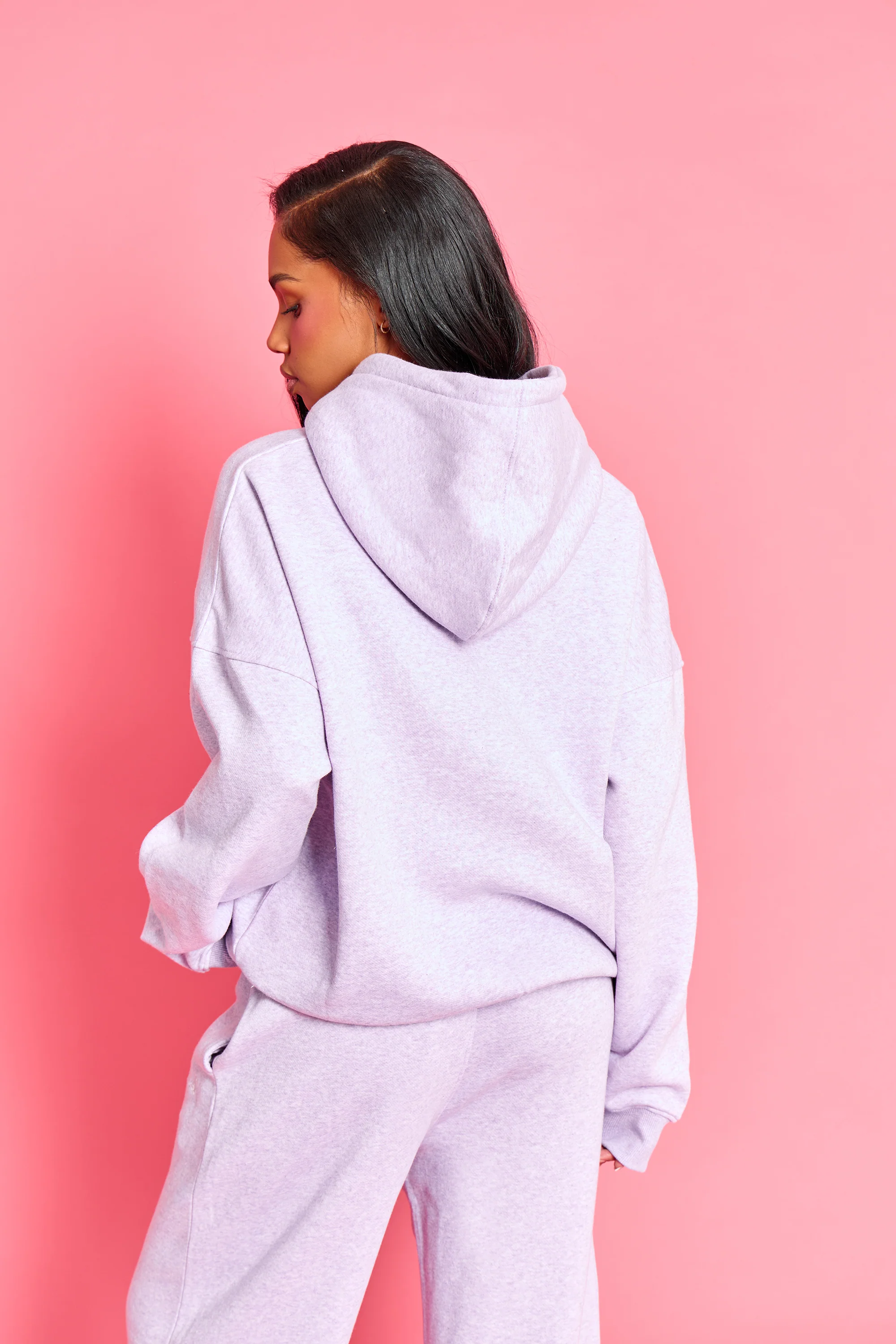 Kaiia Slogan Oversized Hoodie Lilac Marl - Image 4