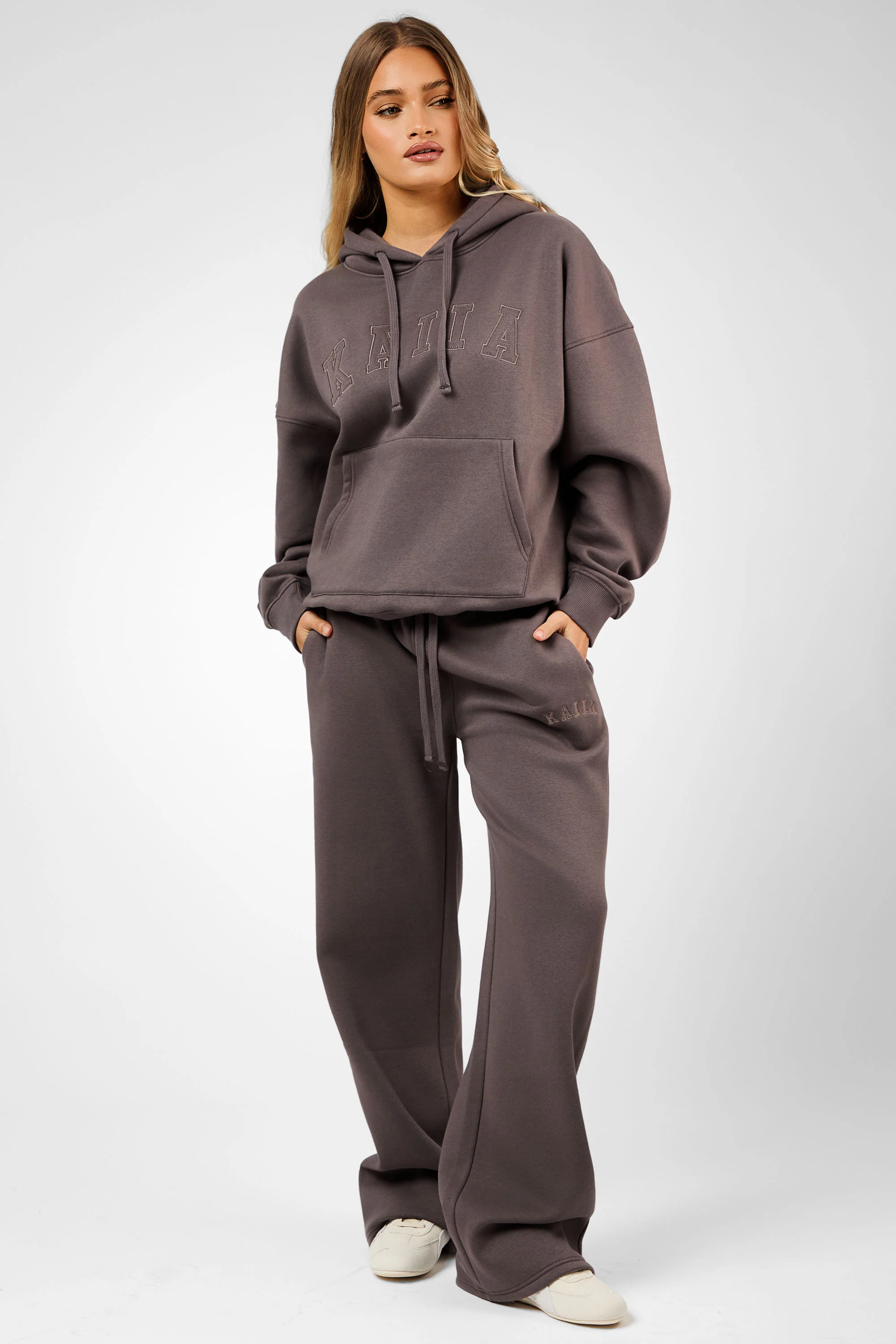 Kaiia Slogan Oversized Hoodie Mink - Image 4