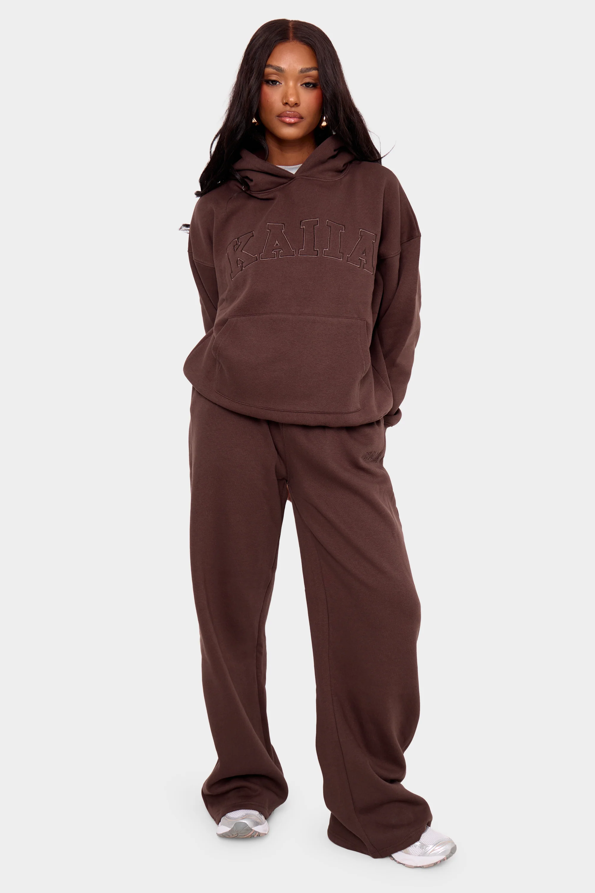 Kaiia Slogan Oversized Hoodie Mocha - Image 3