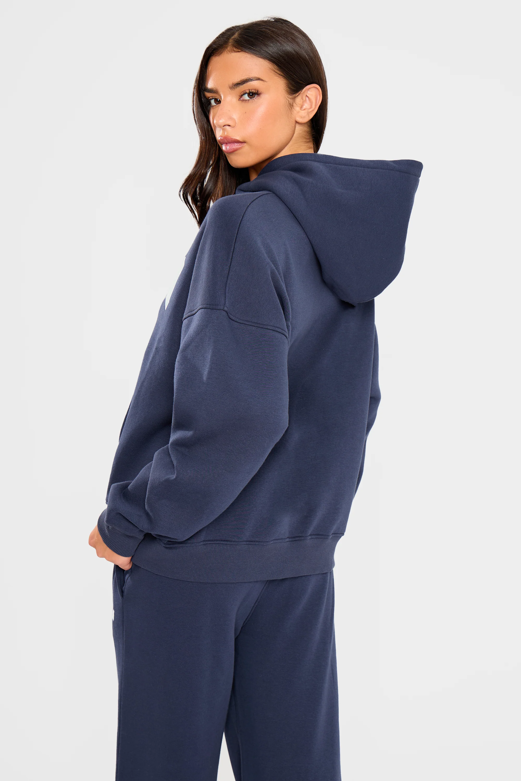 Kaiia Slogan Oversized Hoodie Navy & Jade Green - Image 5