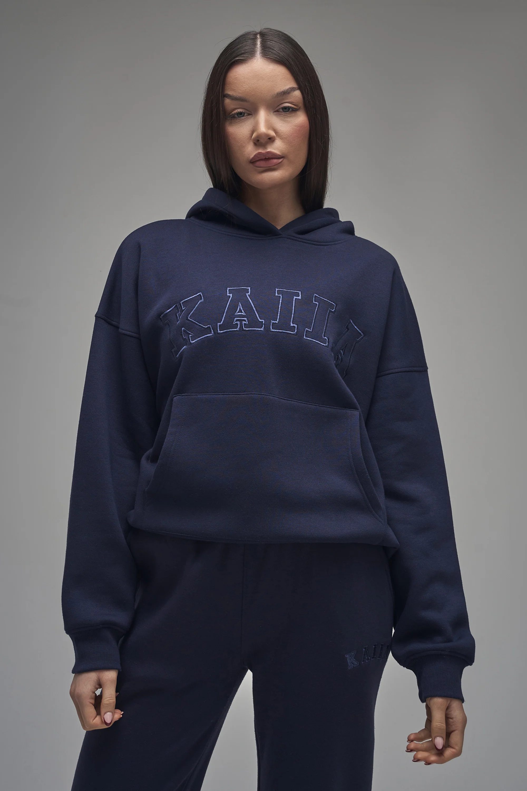 Kaiia Slogan Oversized Hoodie Navy - Image 10