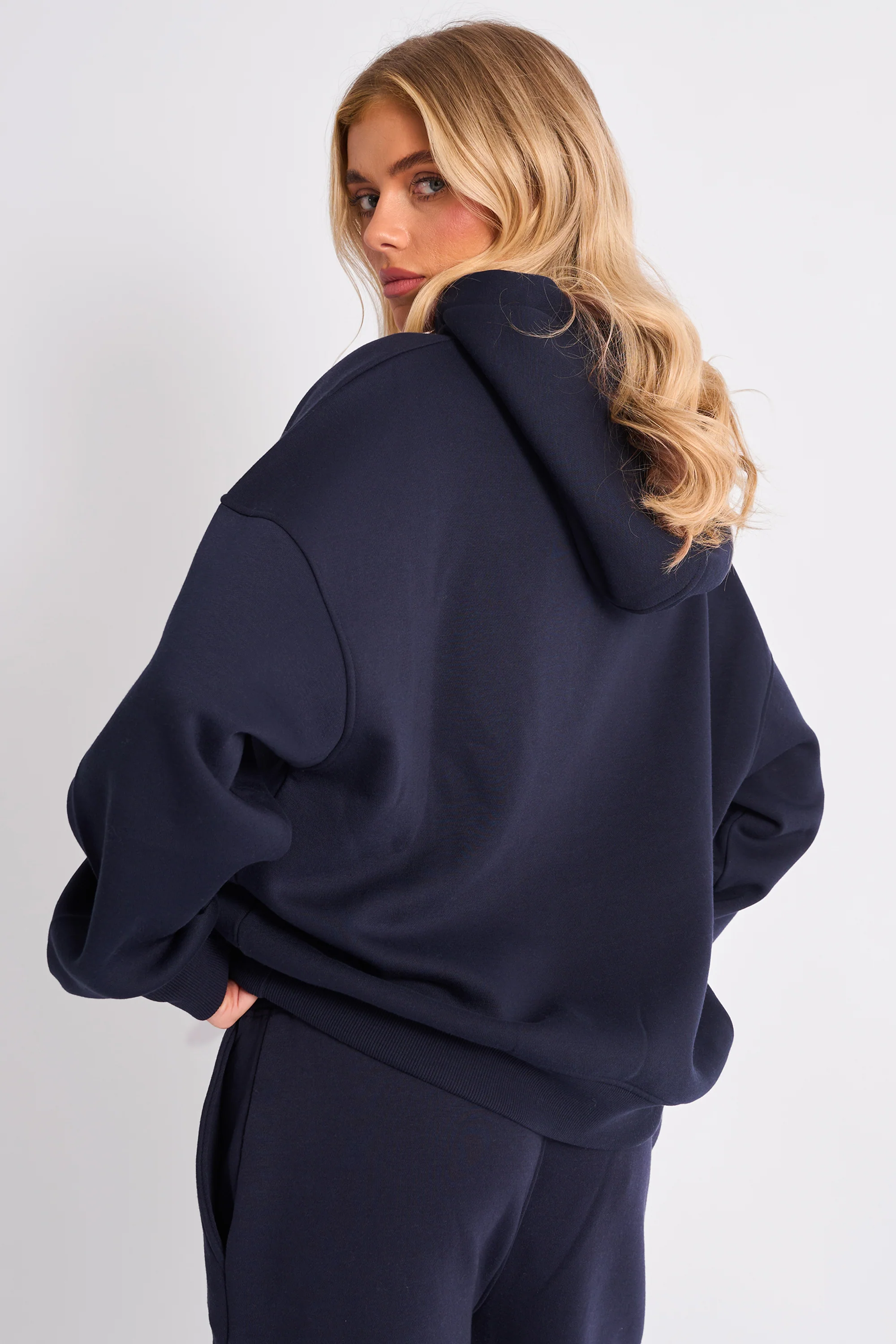 Kaiia Slogan Oversized Hoodie Navy - Image 6
