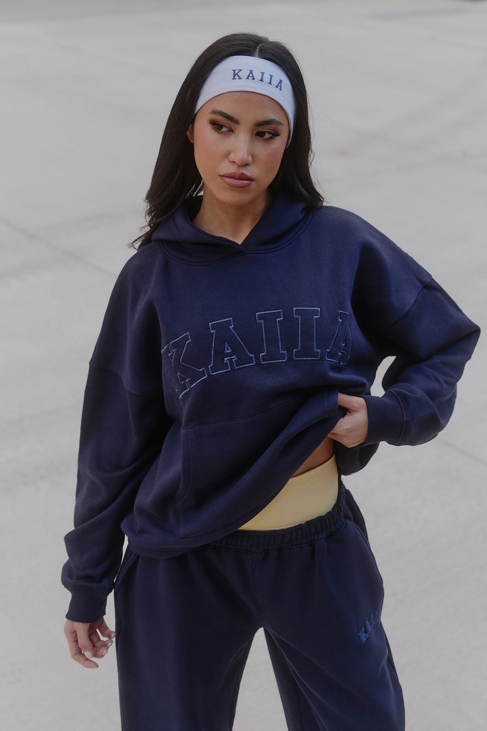 Kaiia Slogan Oversized Hoodie Navy - Image 8