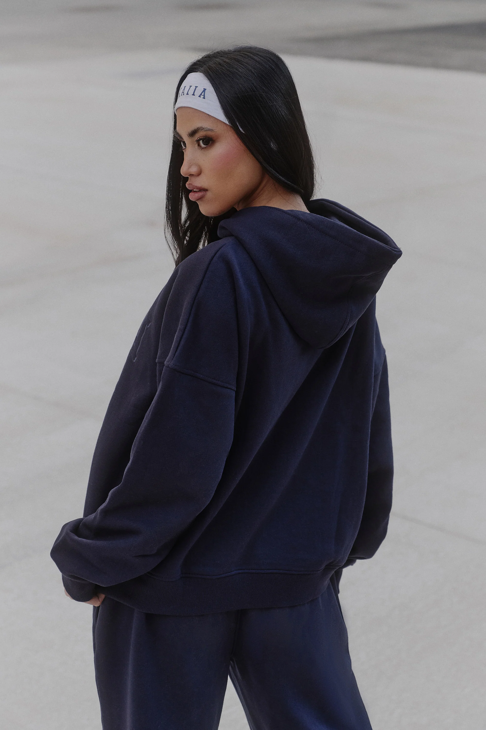 Kaiia Slogan Oversized Hoodie Navy - Image 9