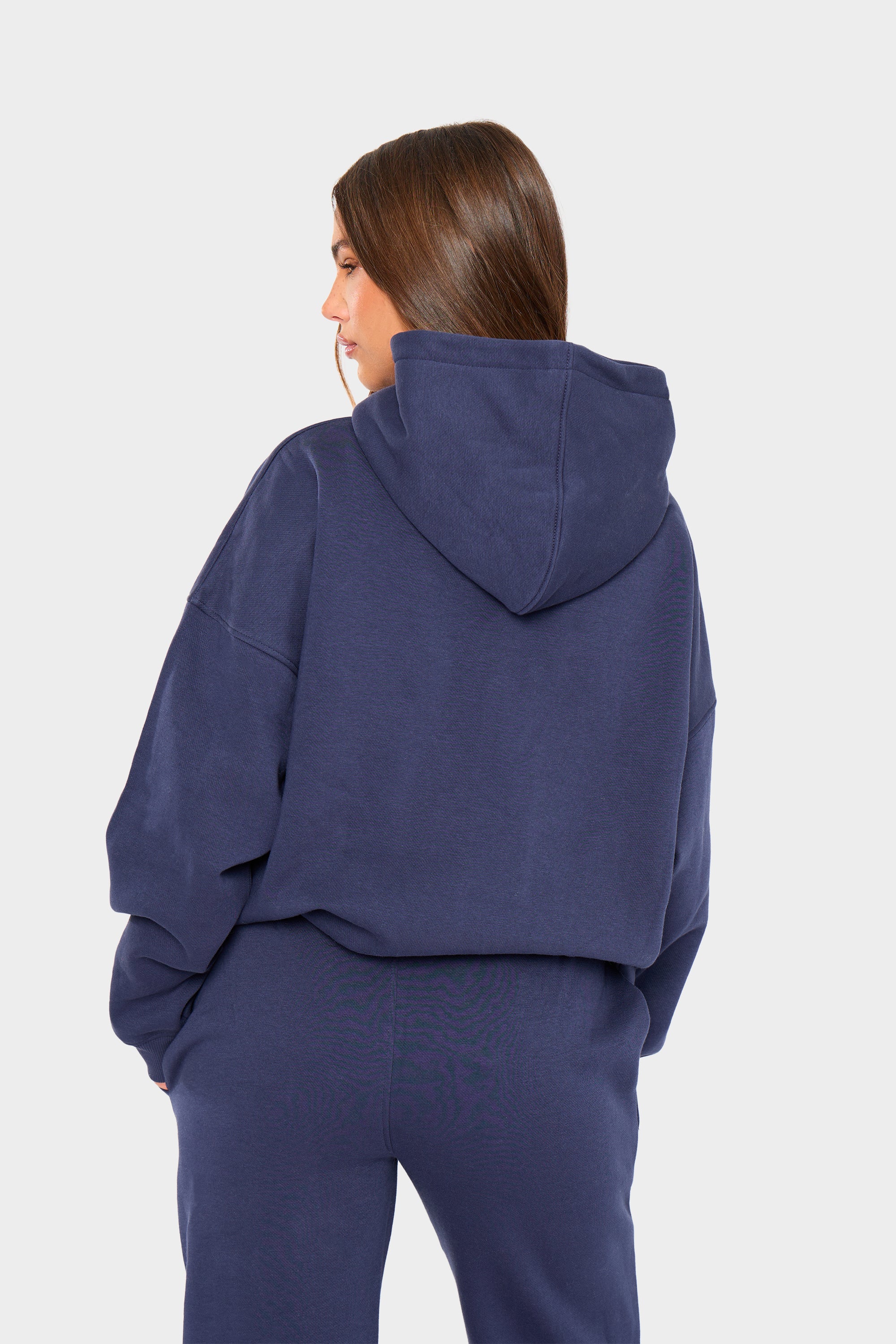 Kaiia Slogan Oversized Hoodie Navy & Pink - Image 6