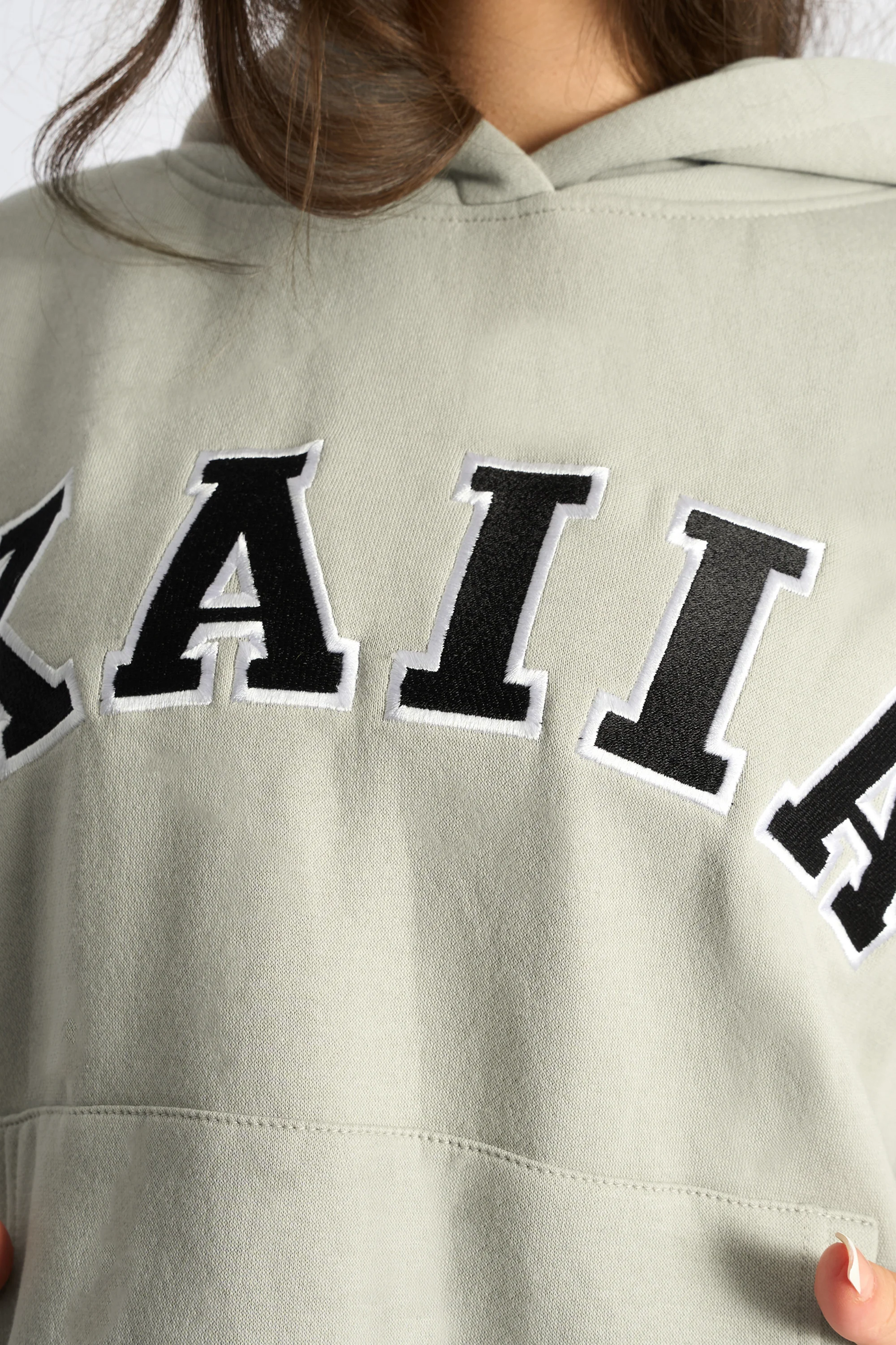 Kaiia Slogan Oversized Hoodie Pebble - Image 4