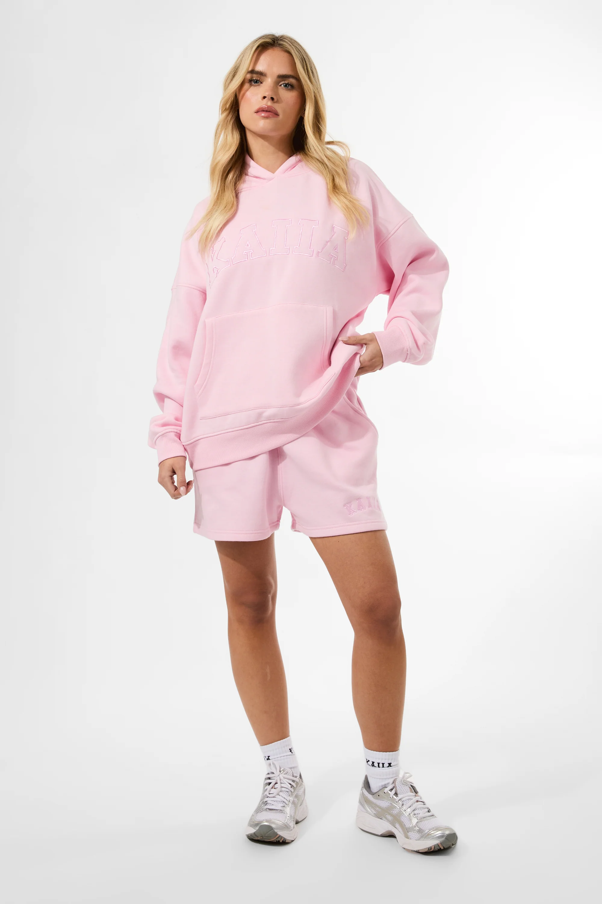 Kaiia Slogan Oversized Hoodie Baby Pink - Image 10