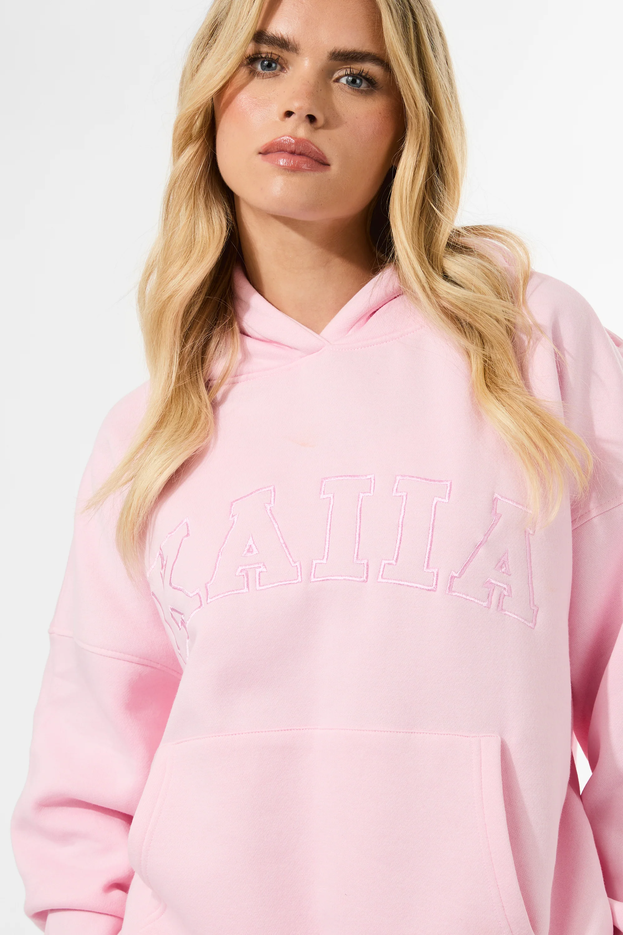 Kaiia Slogan Oversized Hoodie Baby Pink - Image 6