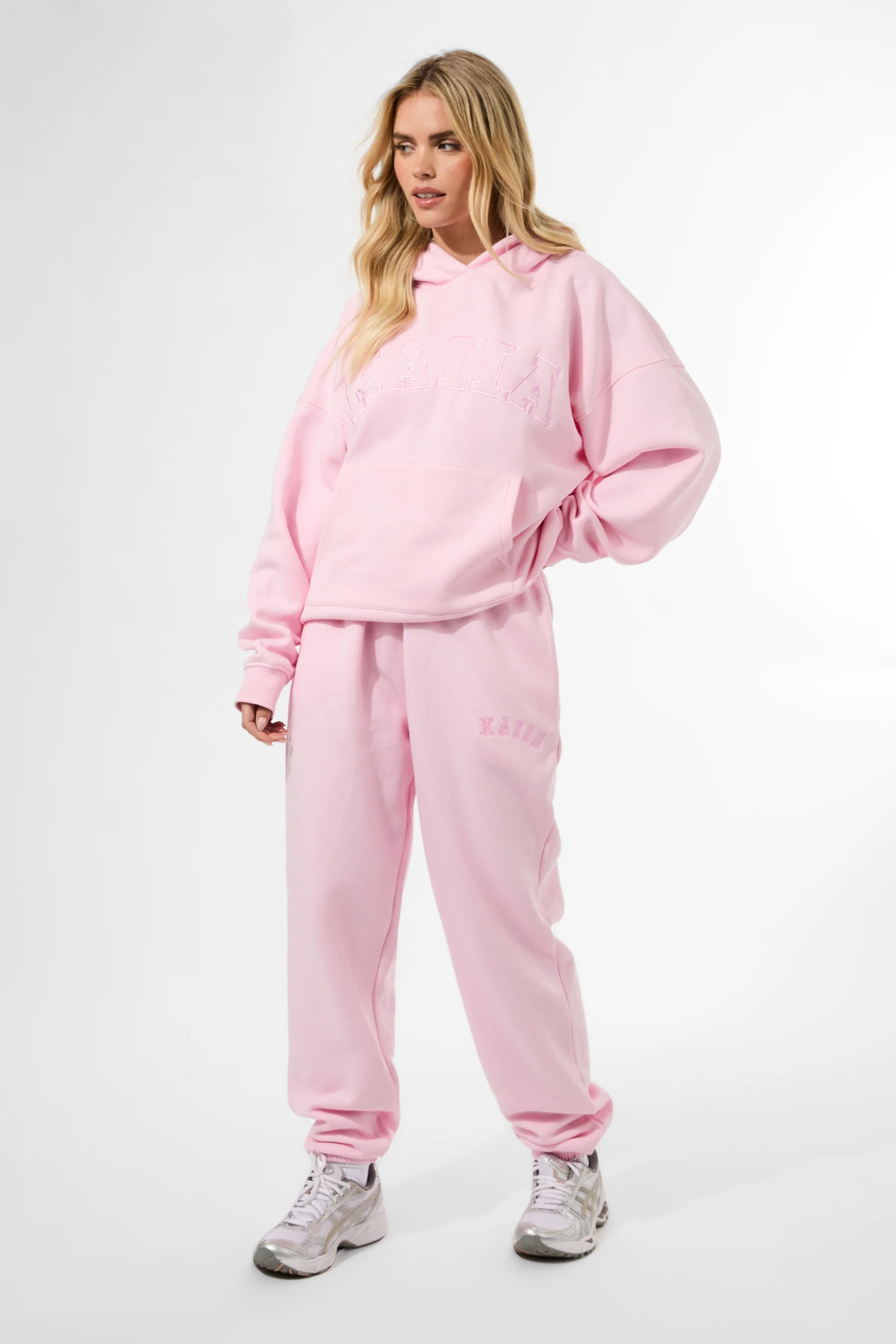 Kaiia Slogan Oversized Hoodie Baby Pink - Image 8