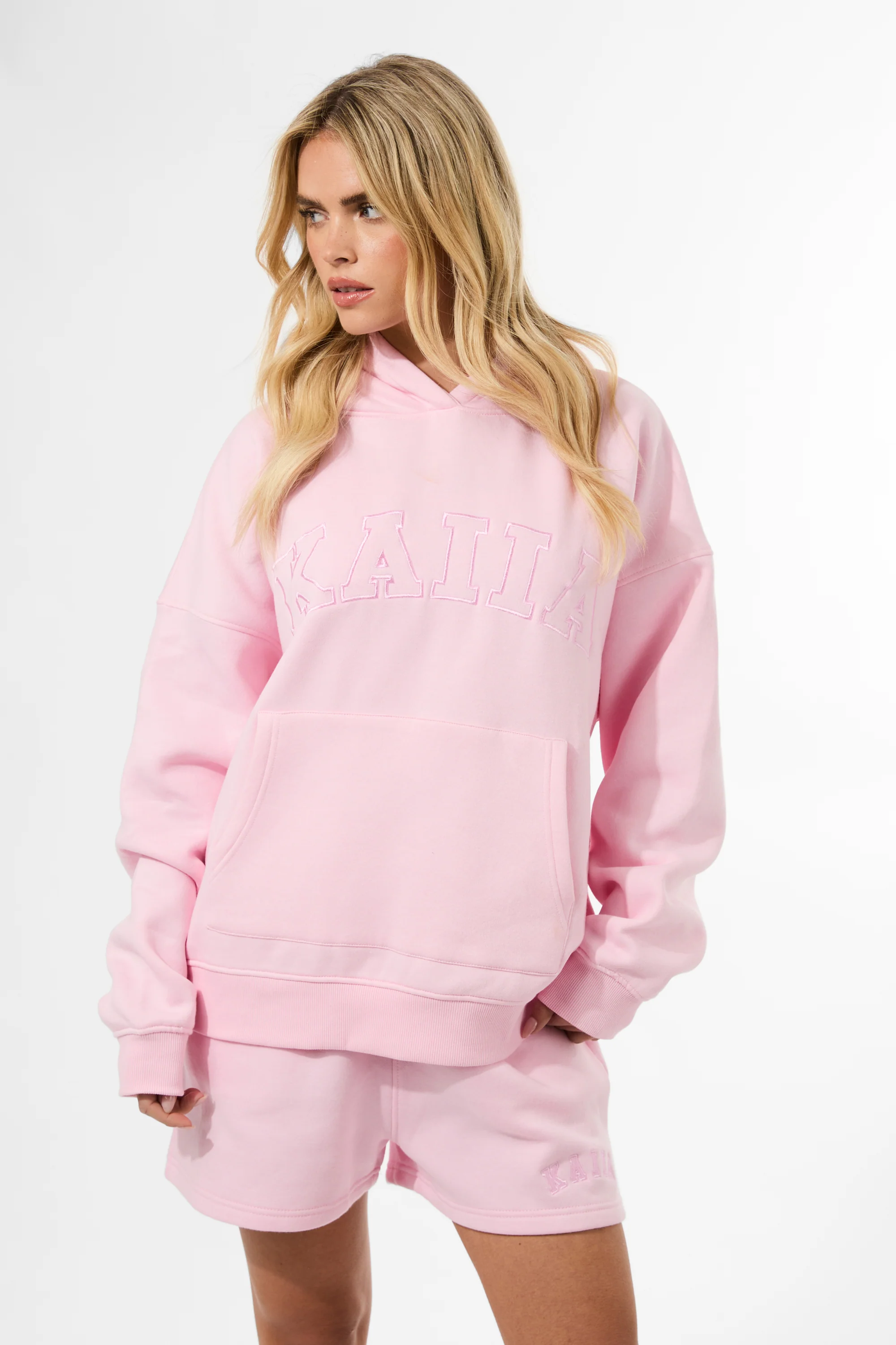 Kaiia Slogan Oversized Hoodie Baby Pink - Image 9