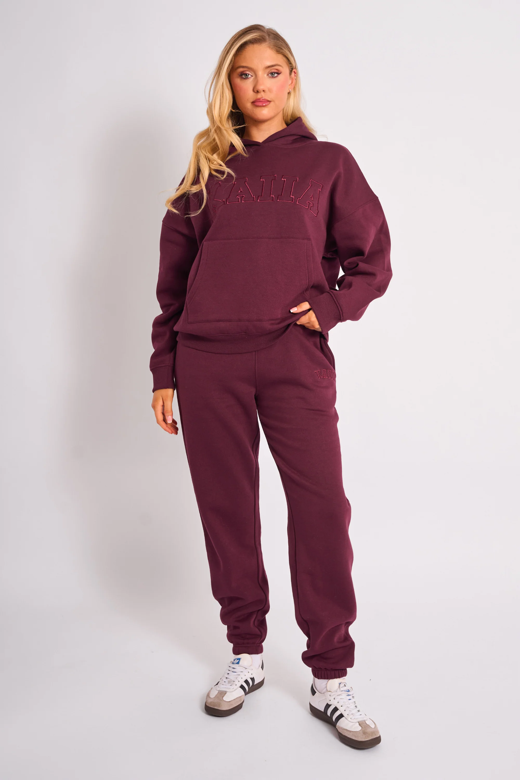 Kaiia Slogan Oversized Hoodie Plum - Image 3