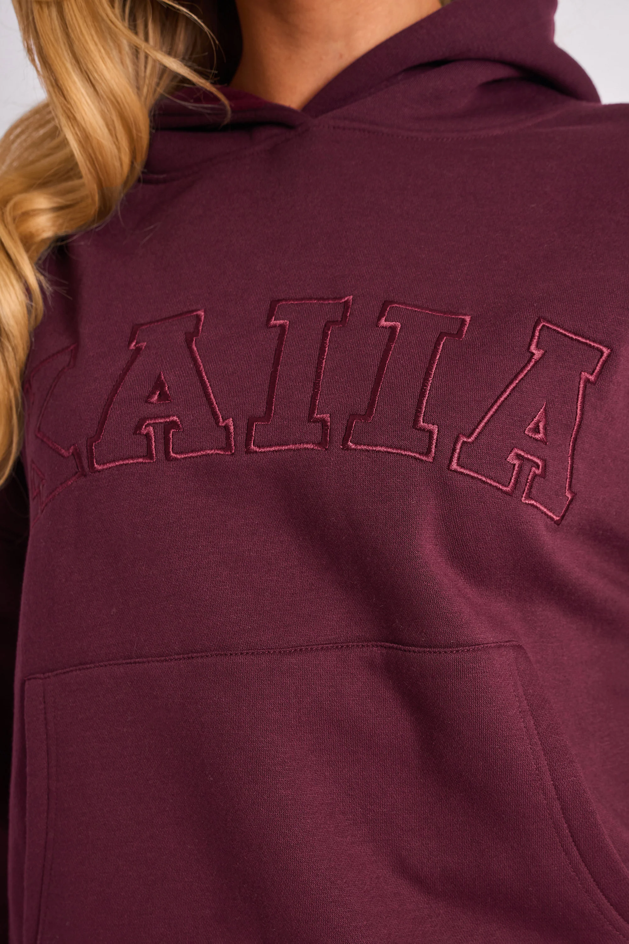 Kaiia Slogan Oversized Hoodie Plum - Image 4