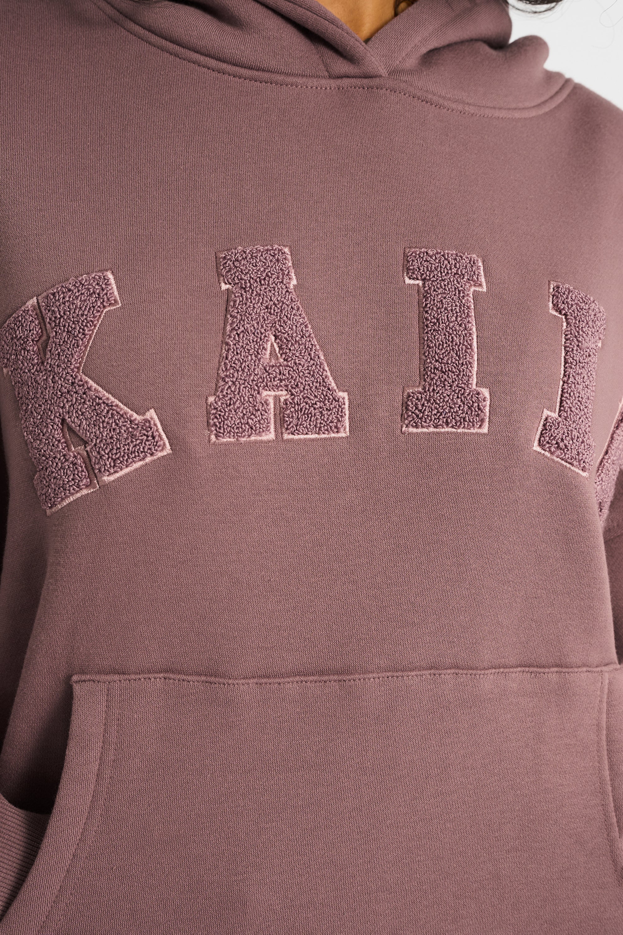 Kaiia Borg Slogan Oversized Hoodie Rose - Image 4