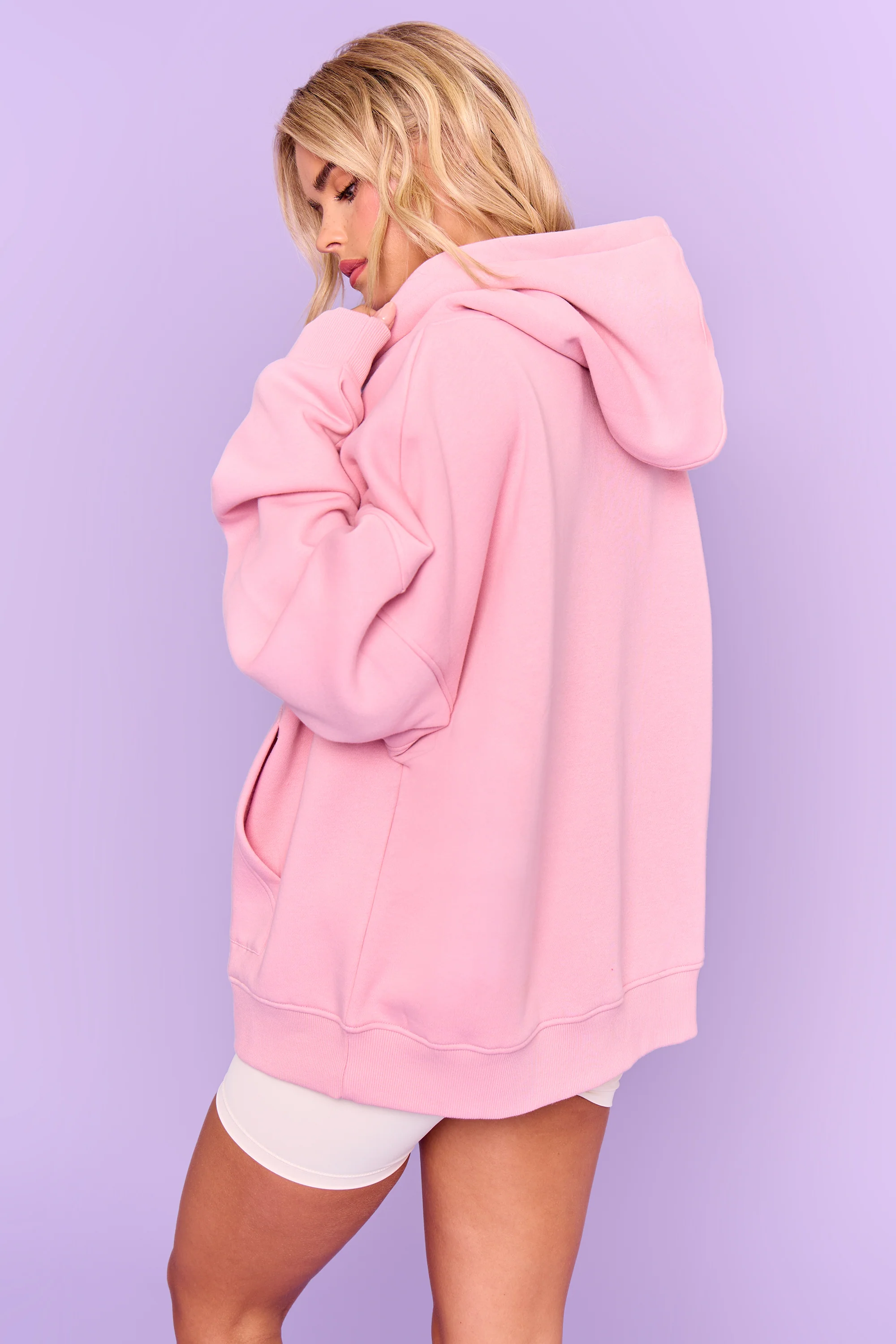 Kaiia Slogan Oversized Hoodie Rose Pink - Image 5