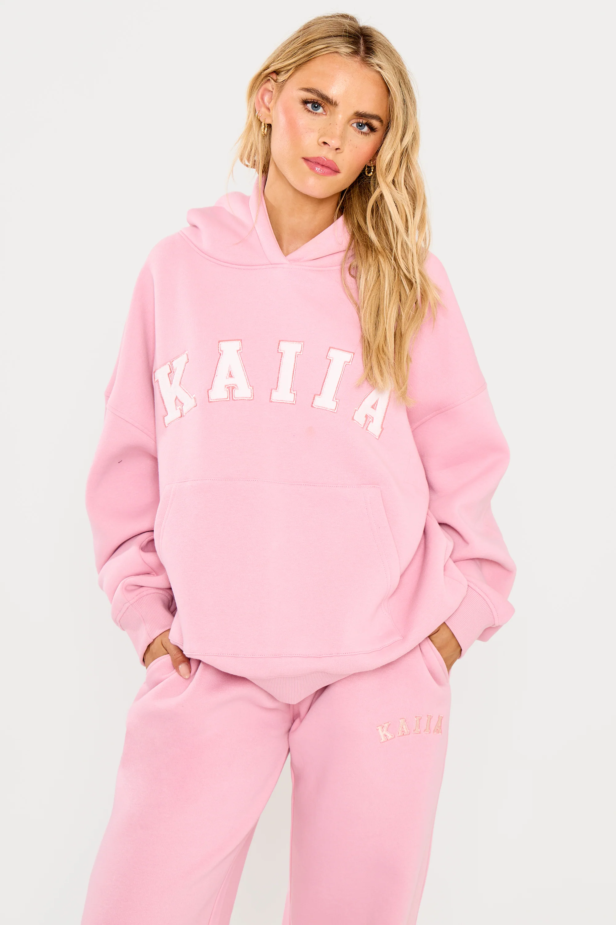 Kaiia Slogan Oversized Hoodie Rose Pink - Image 6