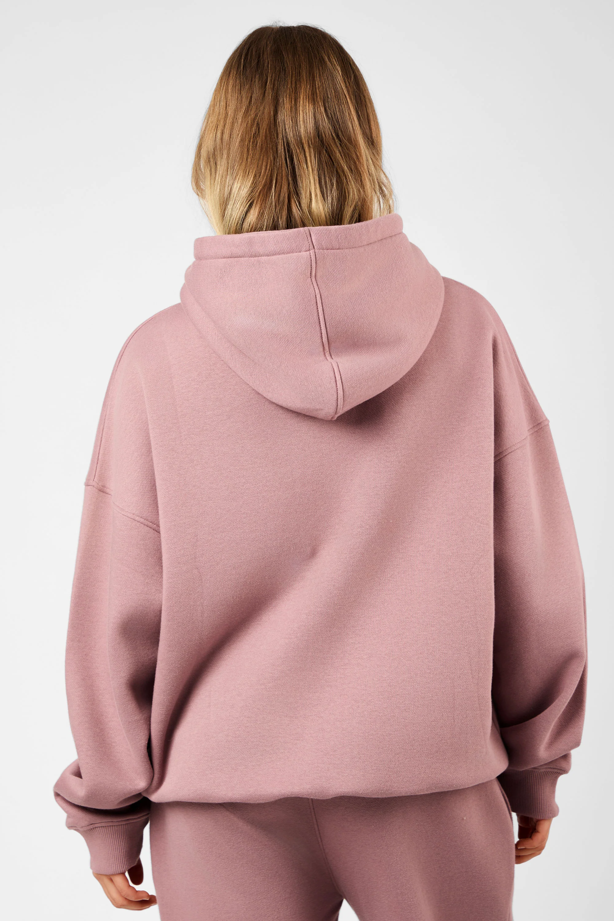 Kaiia Slogan Oversized Hoodie Rosewood & White - Image 6