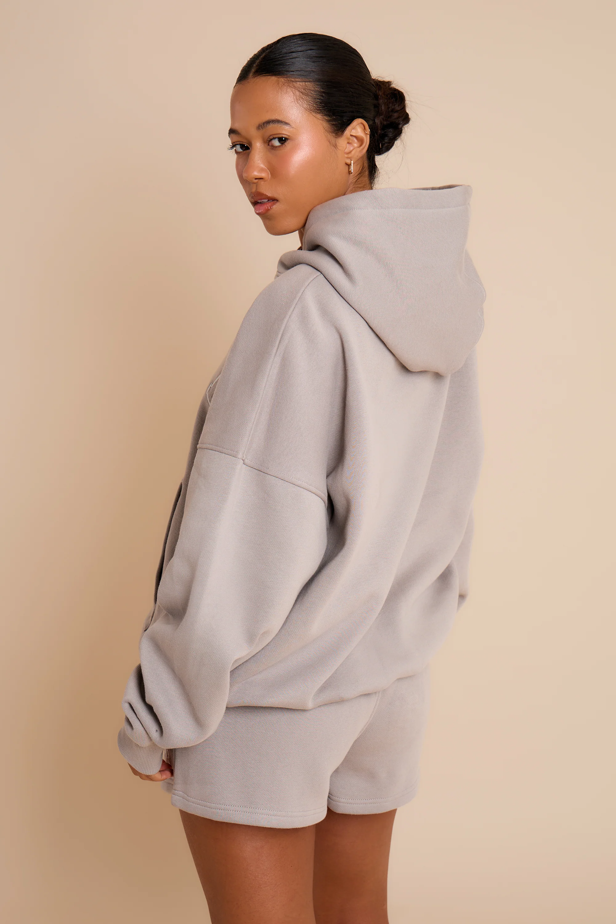 Kaiia Slogan Oversized Hoodie Smoke Grey - Image 4