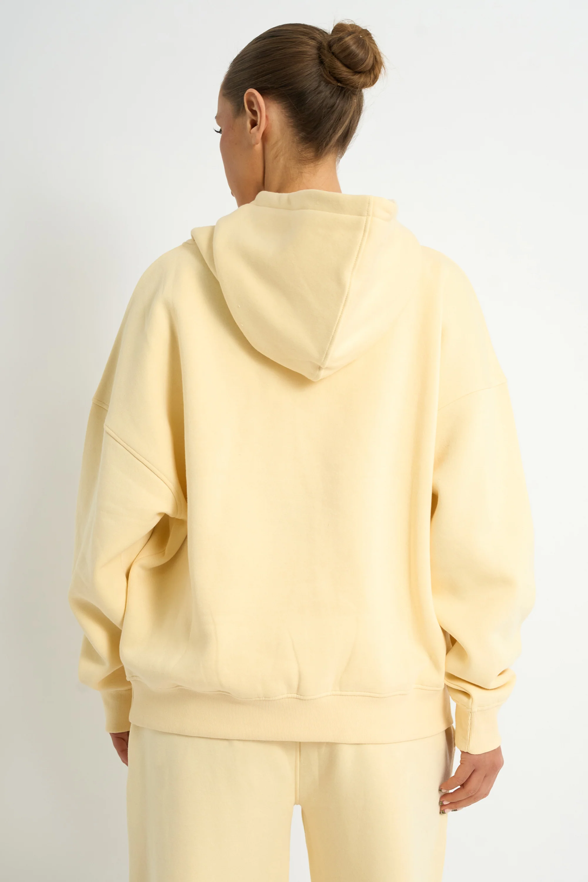 Kaiia Slogan Oversized Hoodie Soft Yellow & Grey - Image 3