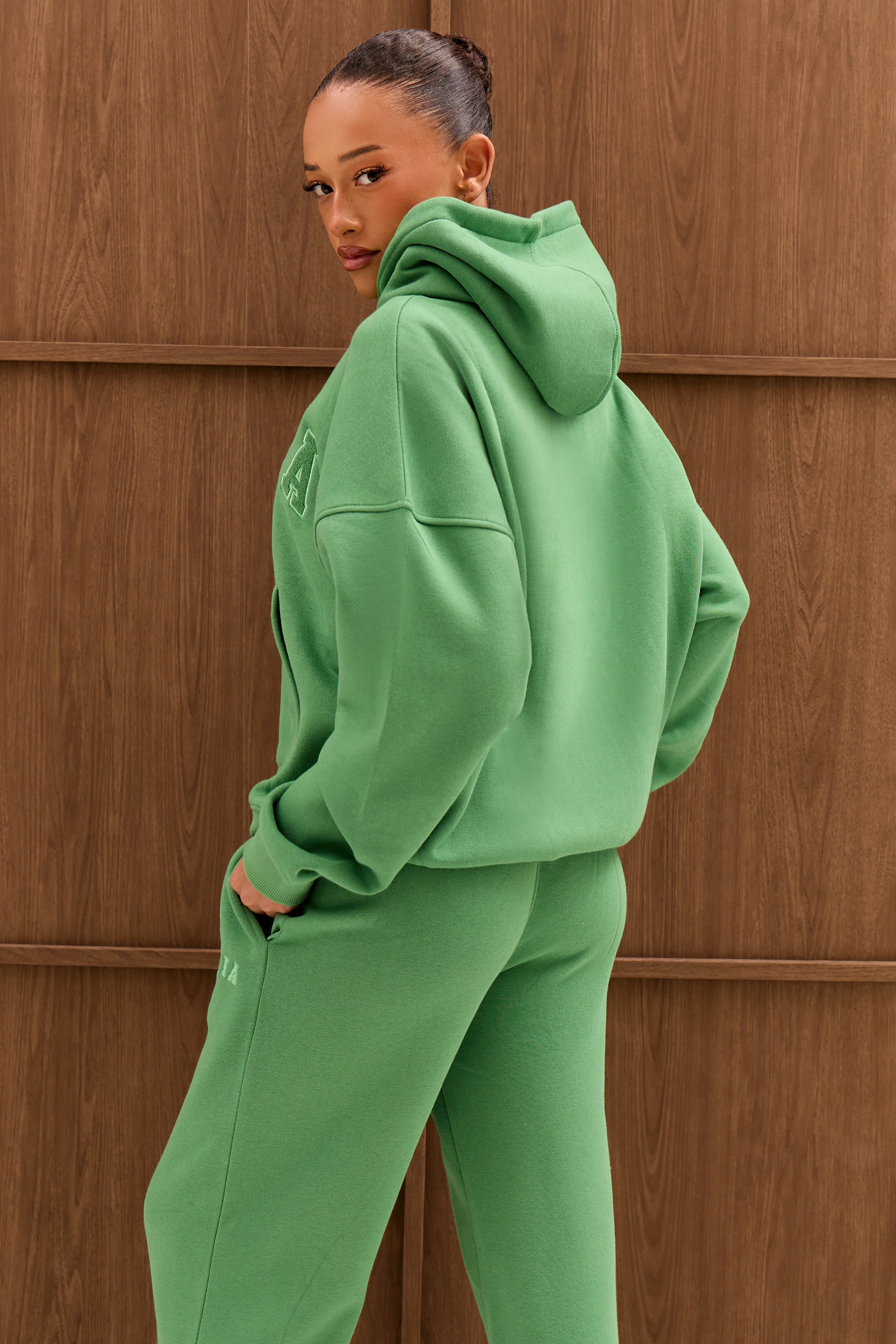 Kaiia Slogan Oversized Hoodie Spring Green - Image 4