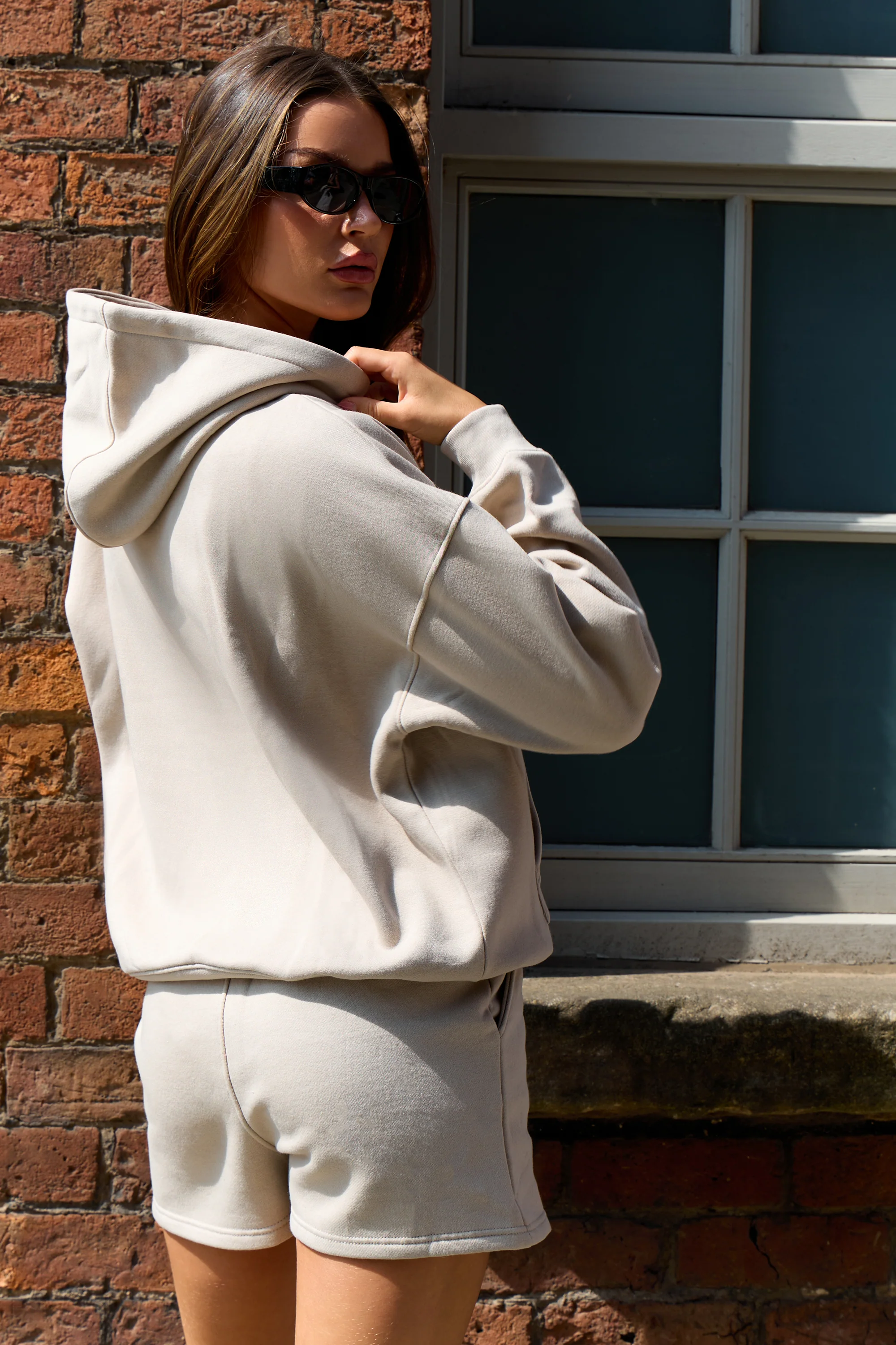 Kaiia Slogan Oversized Hoodie Stone - Image 10