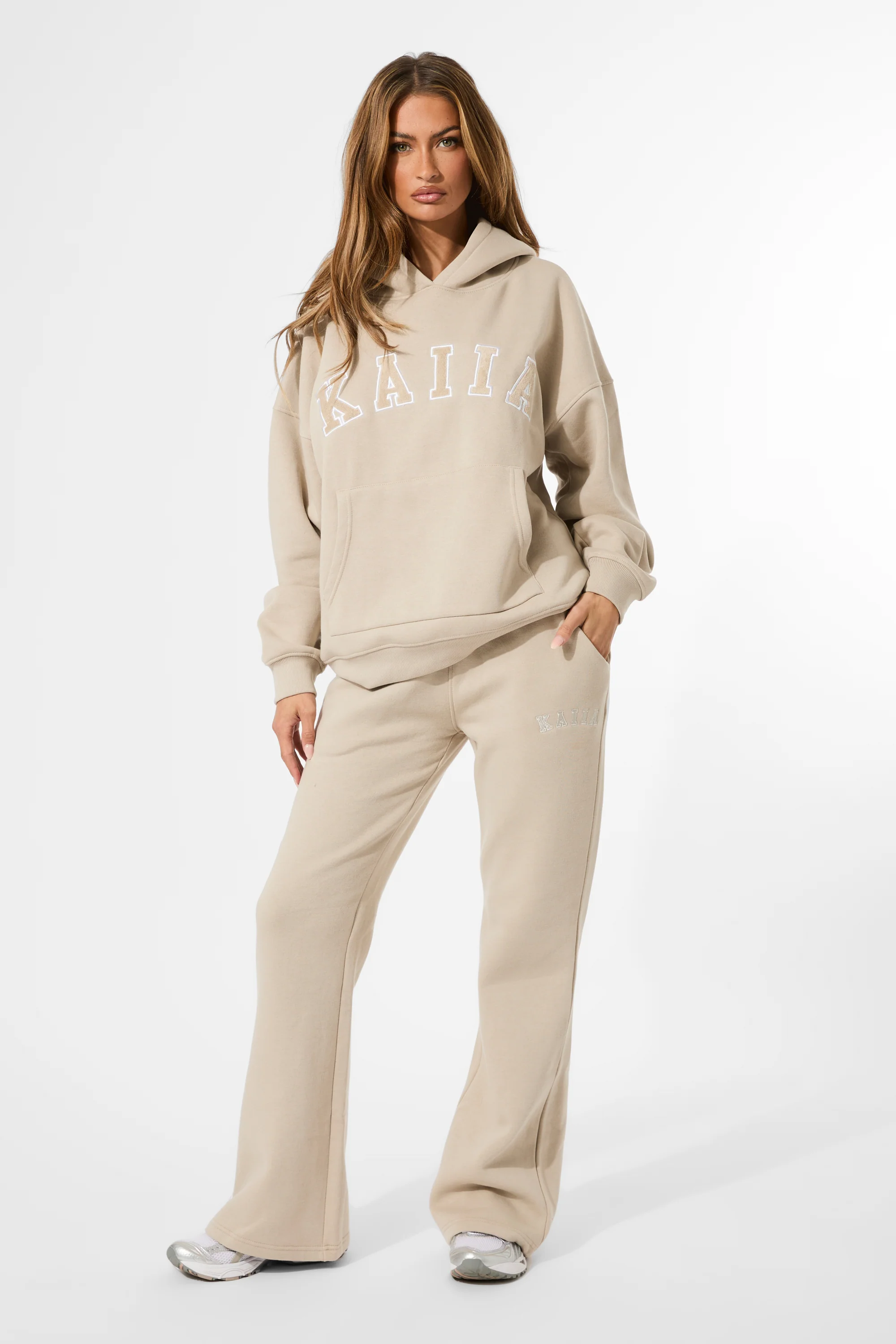Kaiia Slogan Oversized Hoodie Stone - Image 8