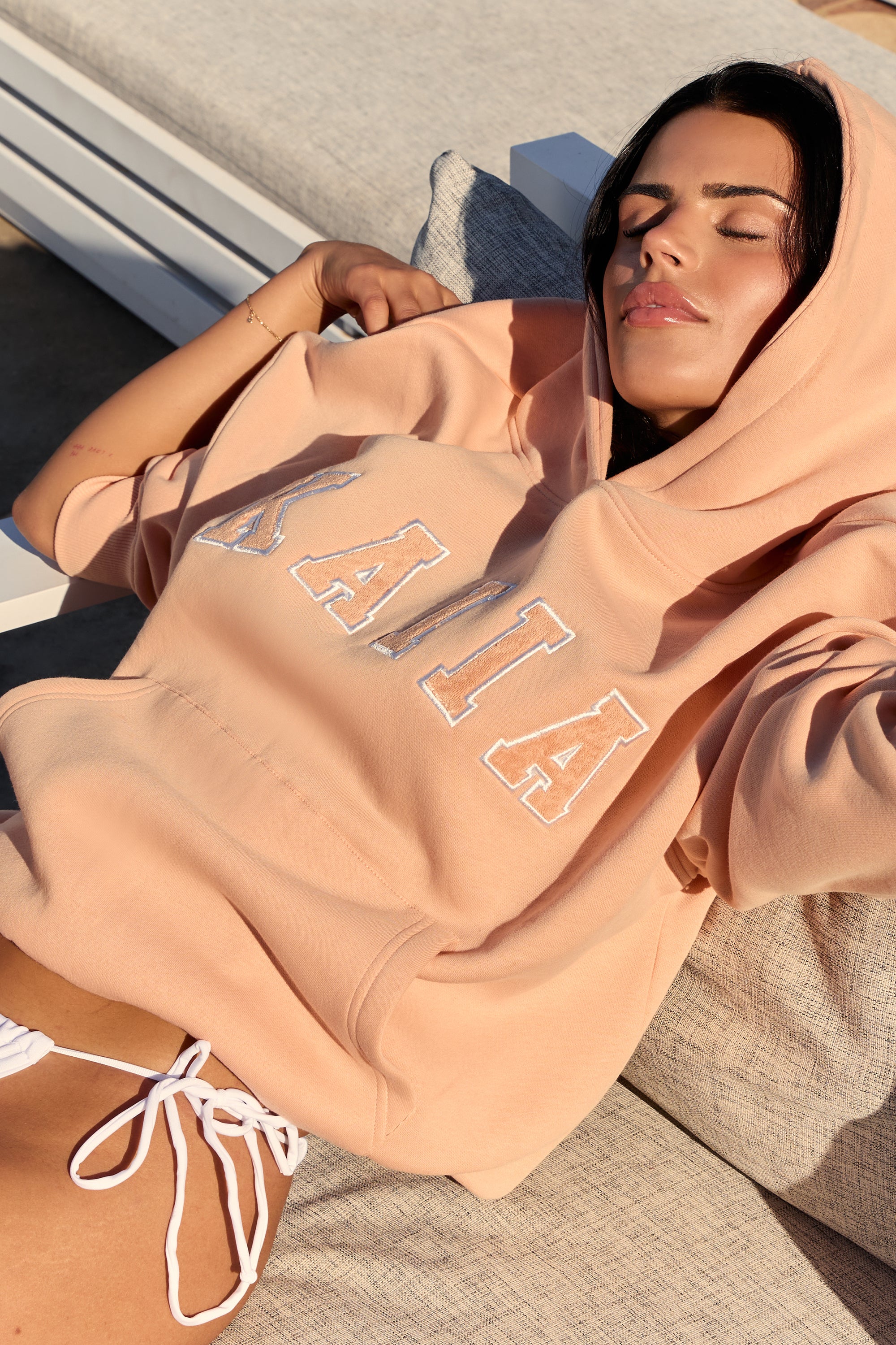 Kaiia Slogan Oversized Hoodie Tangerine - Image 2