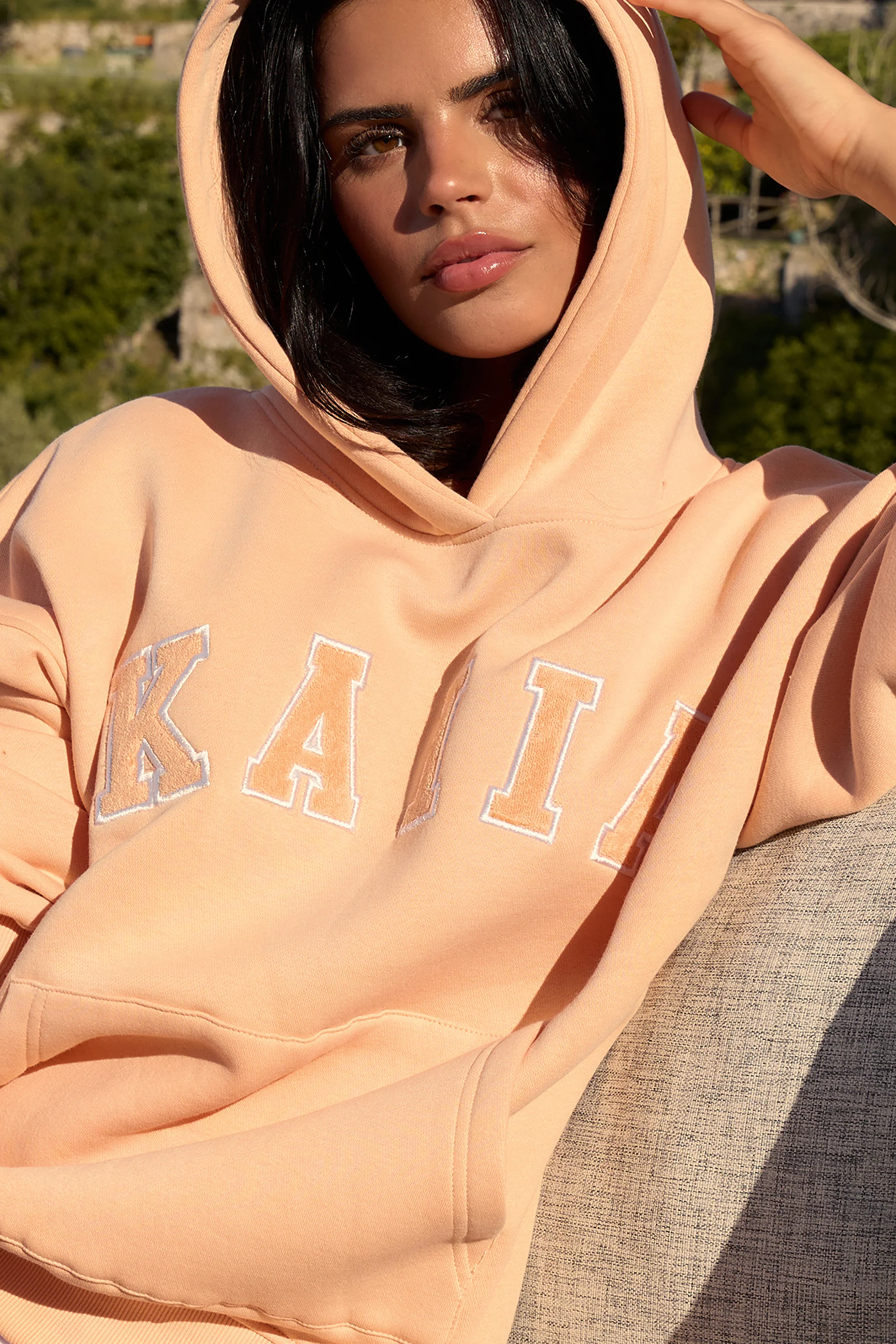 Kaiia Slogan Oversized Hoodie Tangerine - Image 4