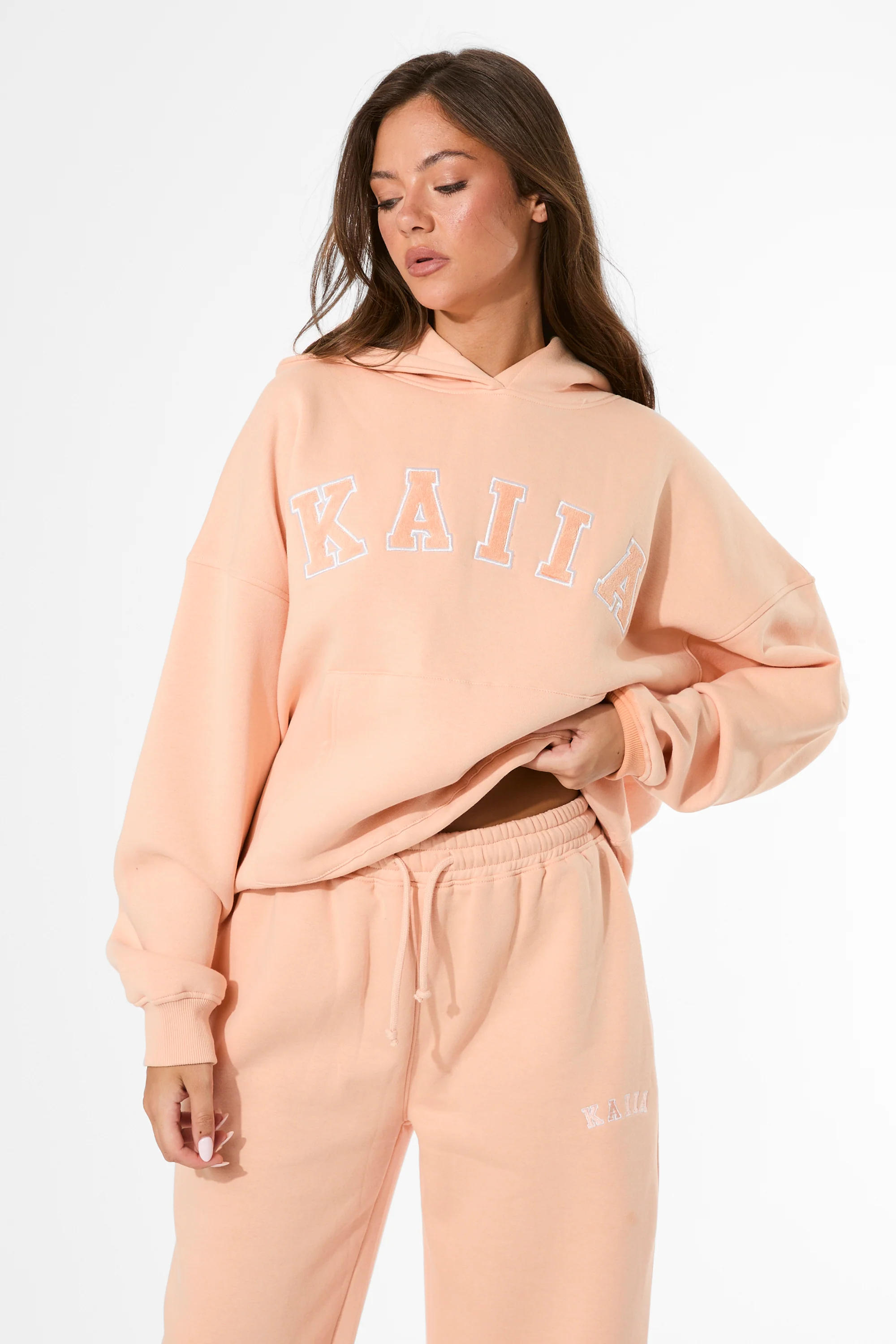 Kaiia Slogan Oversized Hoodie Tangerine - Image 5