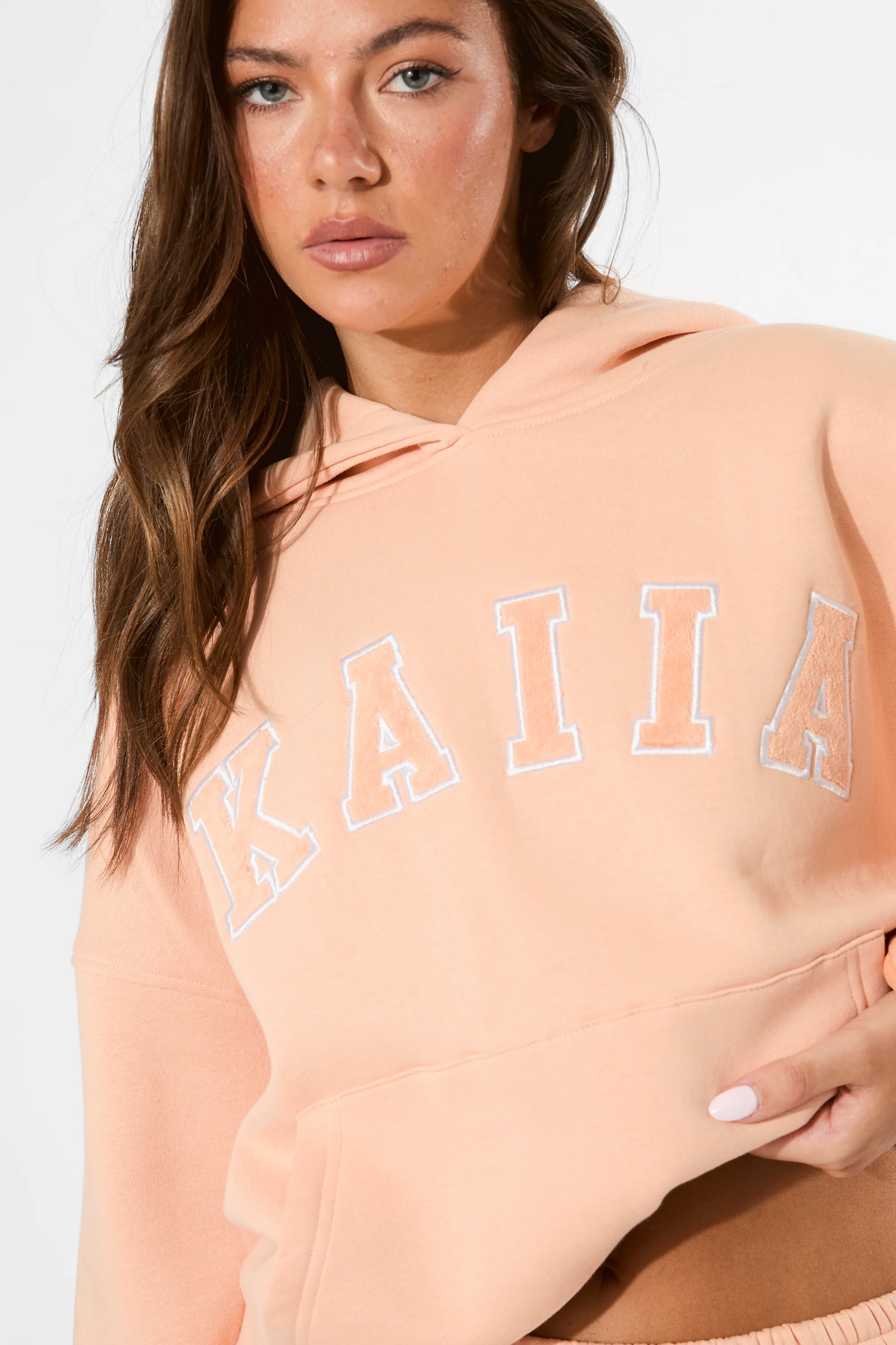 Kaiia Slogan Oversized Hoodie Tangerine - Image 6