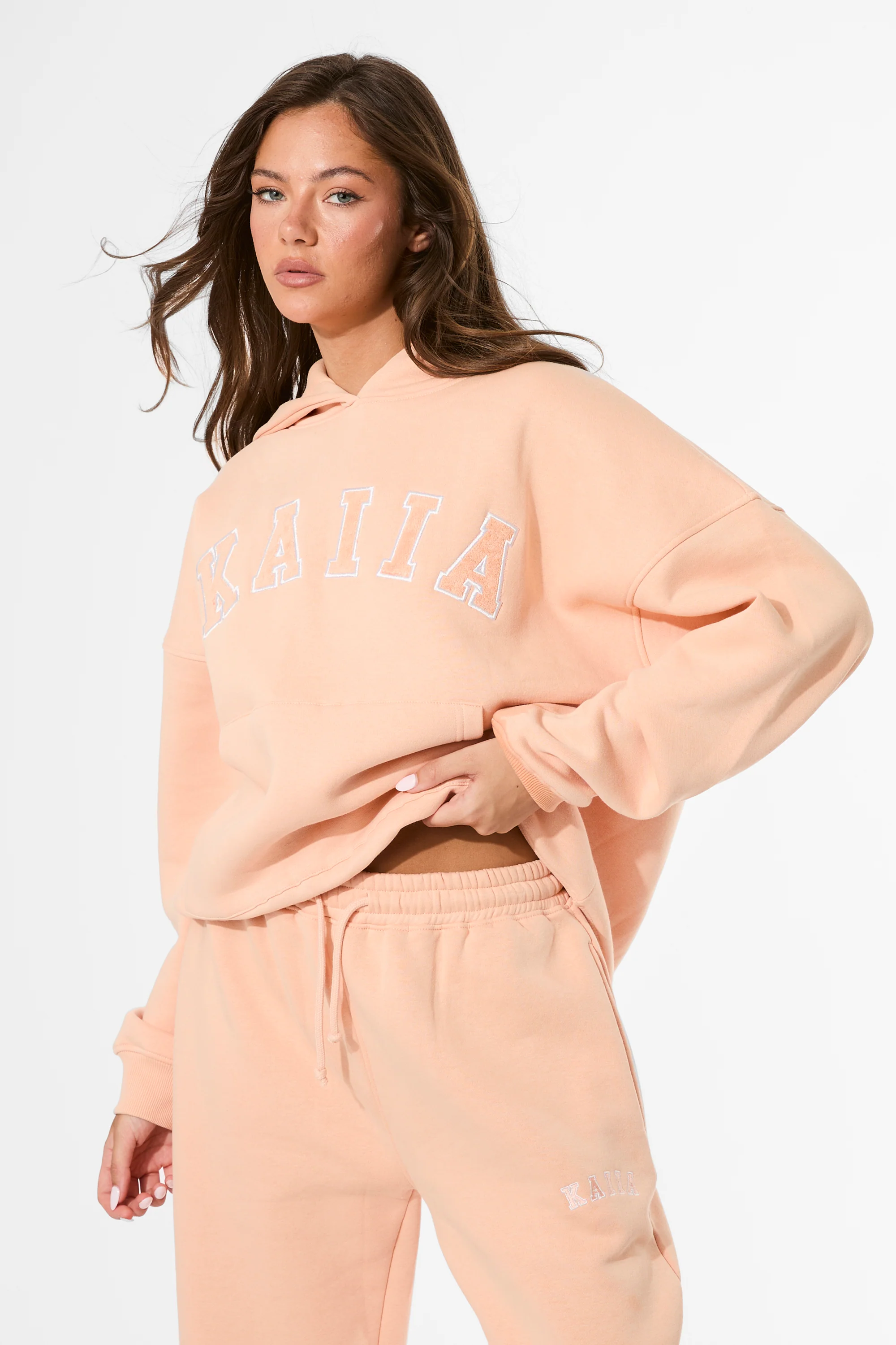 Kaiia Slogan Oversized Hoodie Tangerine - Image 8