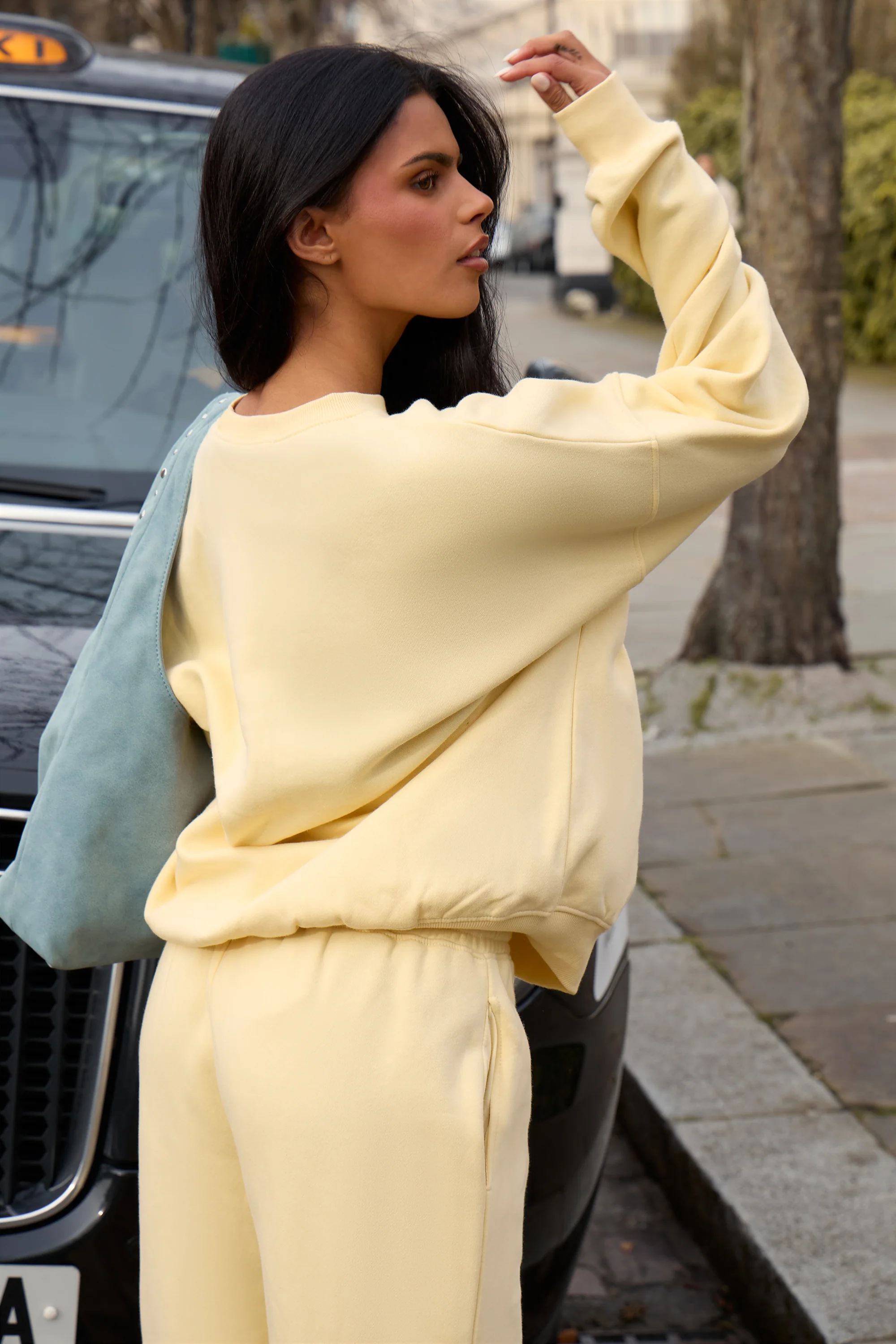 Kaiia Slogan Oversized Sweatshirt Lemon Frosting & Baby Blue - Image 4