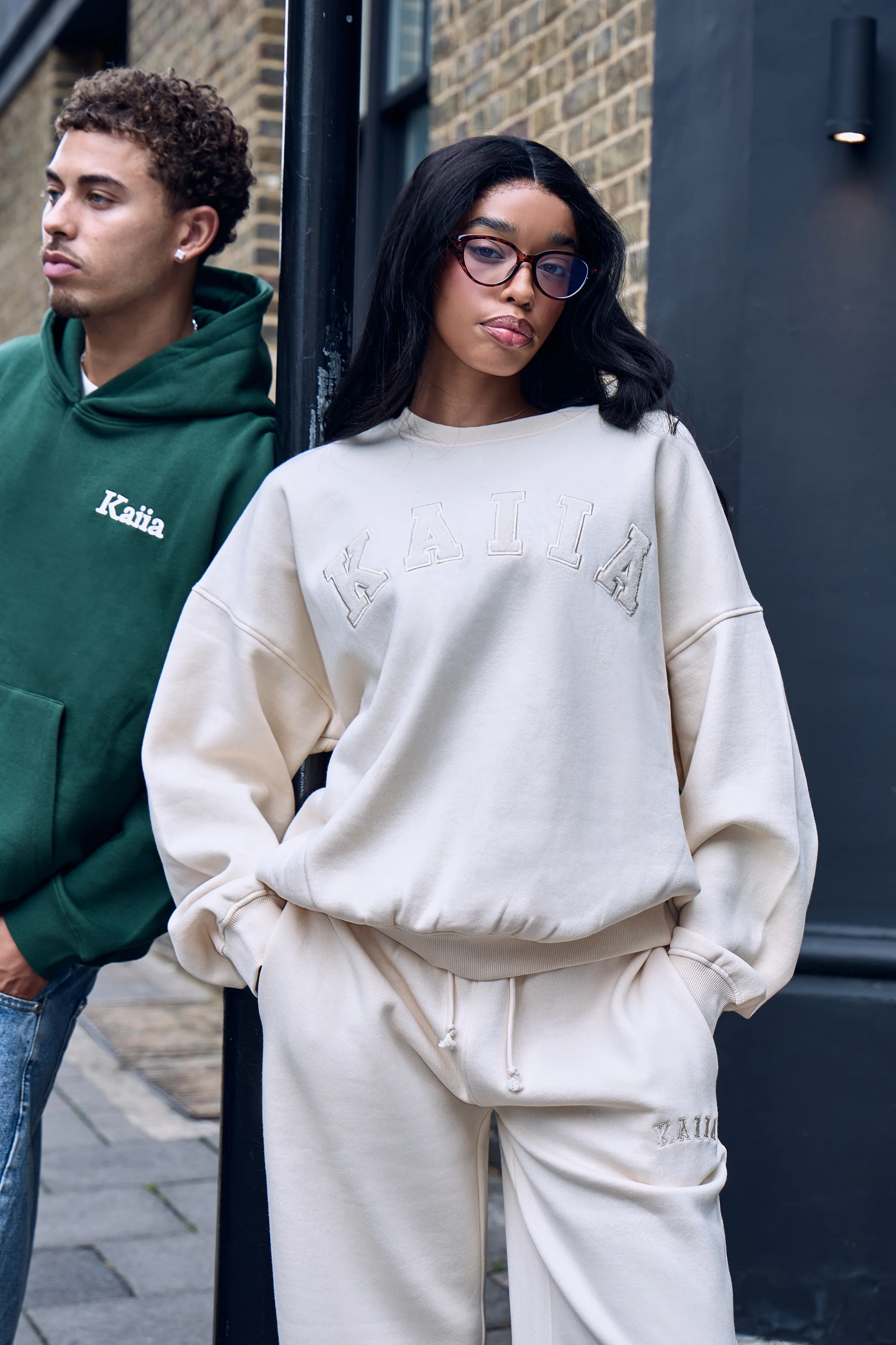 Kaiia Slogan Oversized Sweatshirt Warm Cream - Image 3
