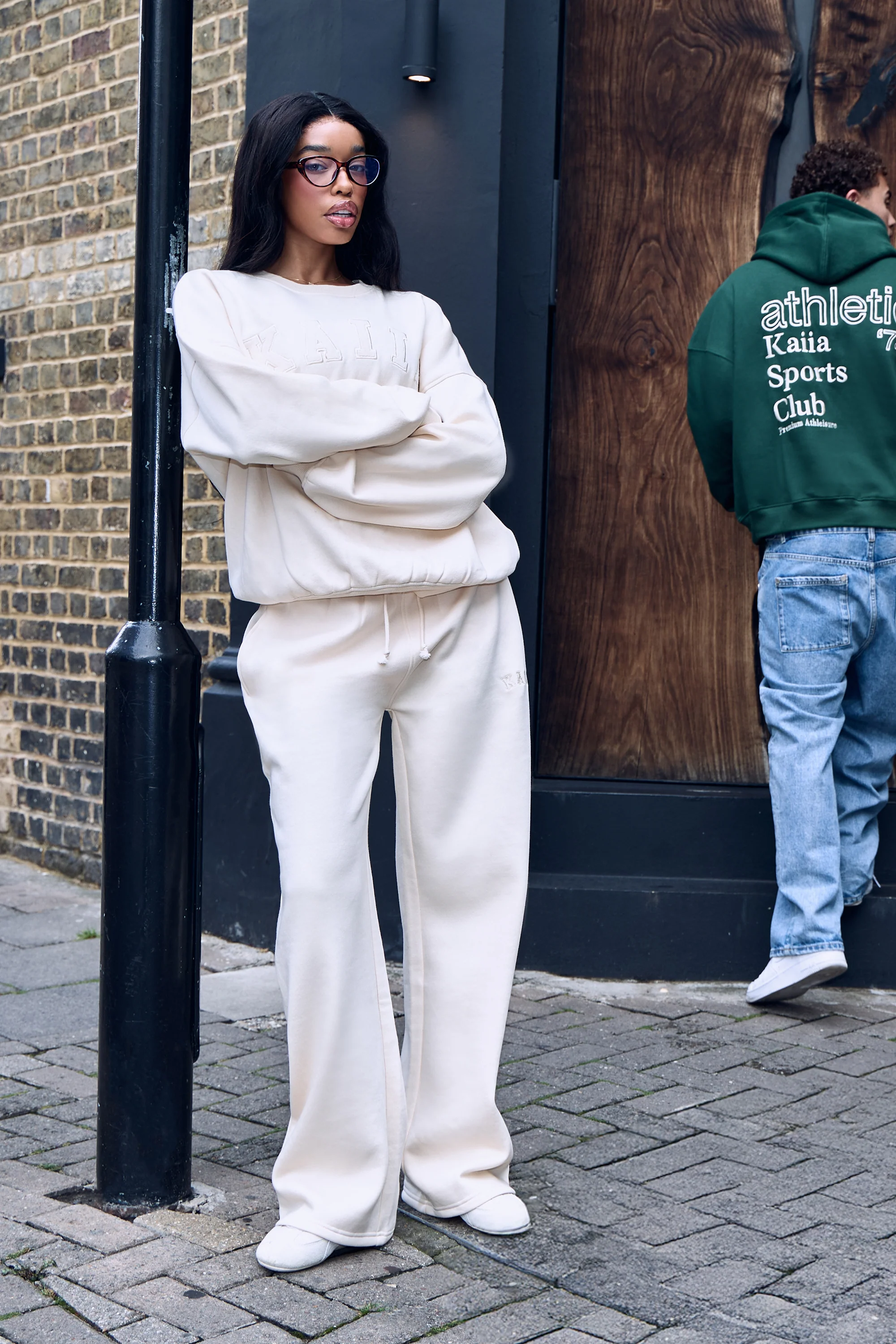 Kaiia Slogan Oversized Sweatshirt Warm Cream - Image 4