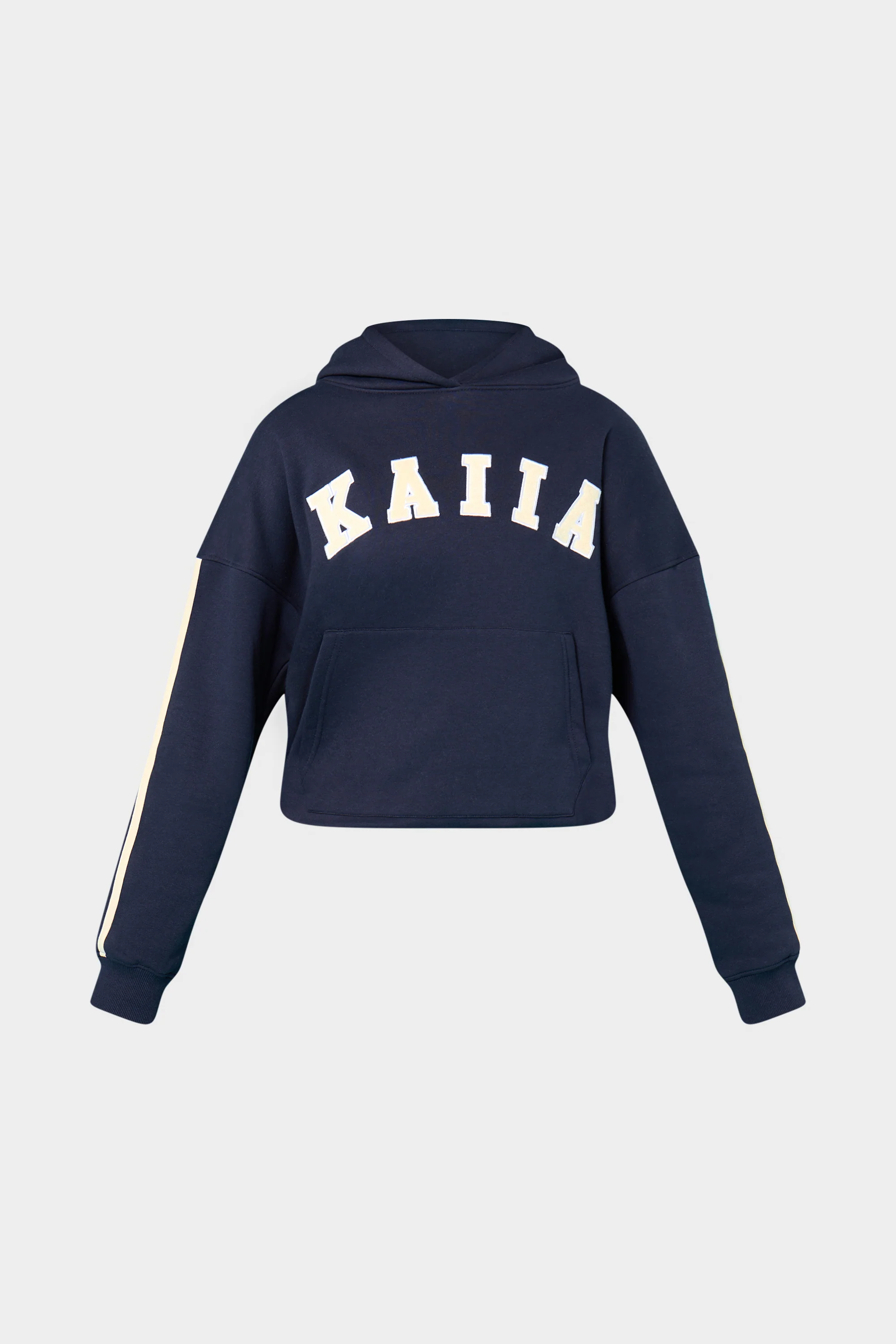 Kaiia Slogan Side Stripe Oversized Hoodie Ink Blue & Lemon - Image 9