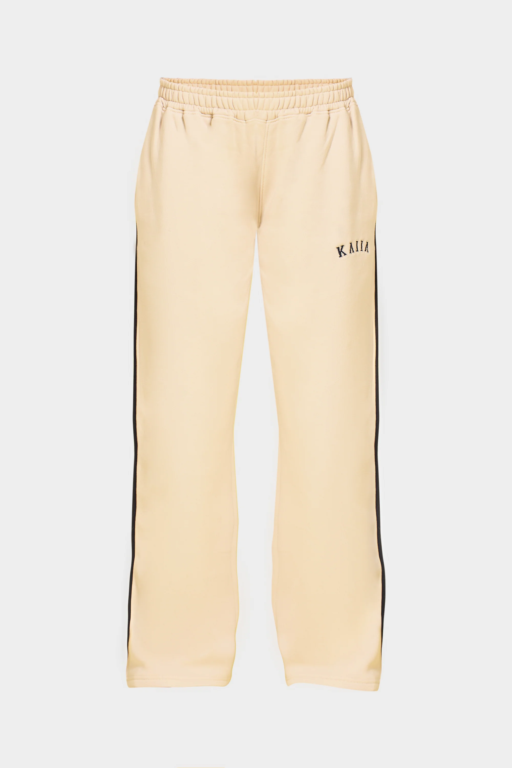 Kaiia Slogan Side Stripe Wide Leg Joggers Cream & Navy - Image 9