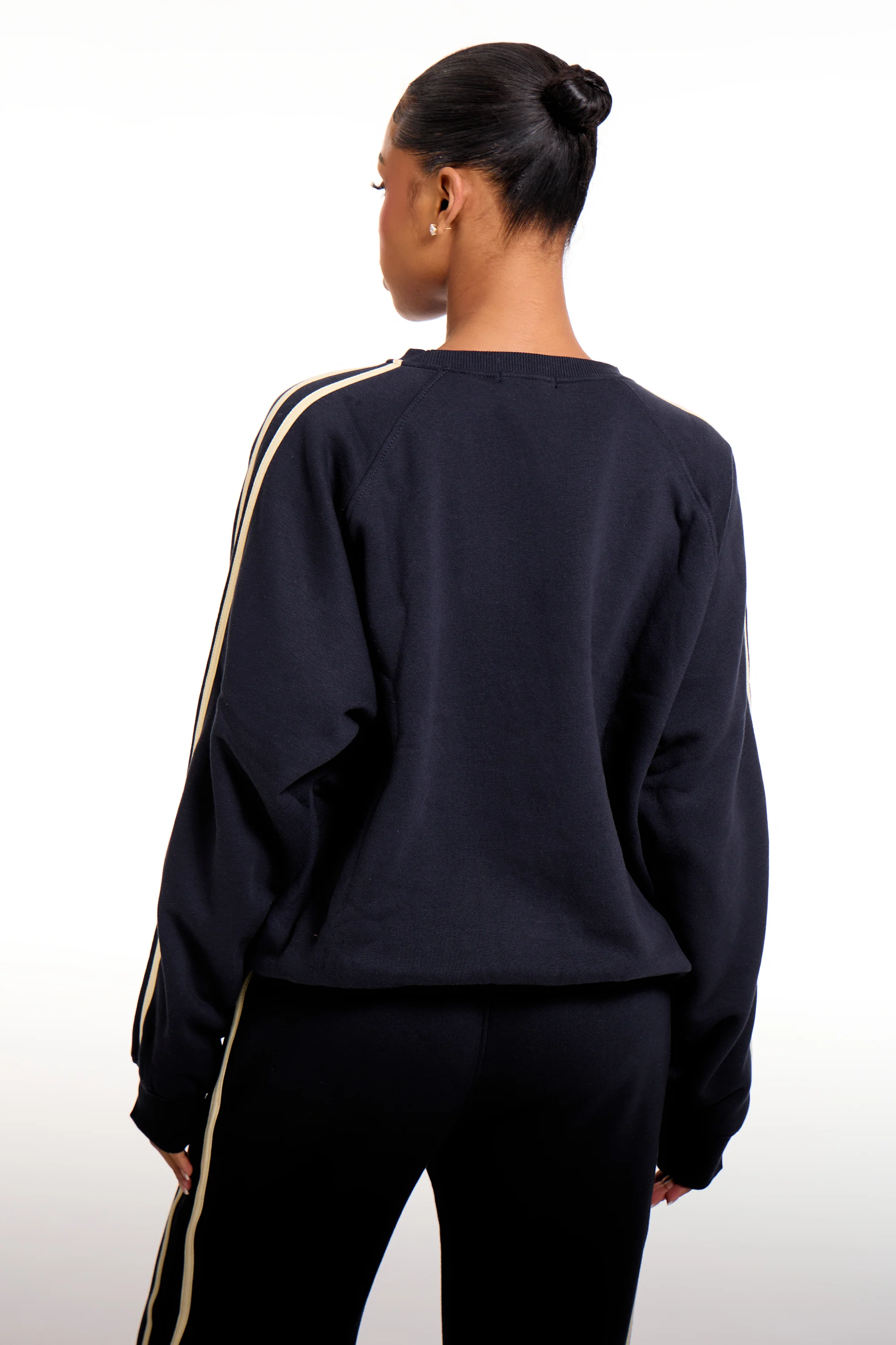 Kaiia Slogan Sport Side Stripe Oversized Sweatshirt Ink Blue & Lemon - Image 4