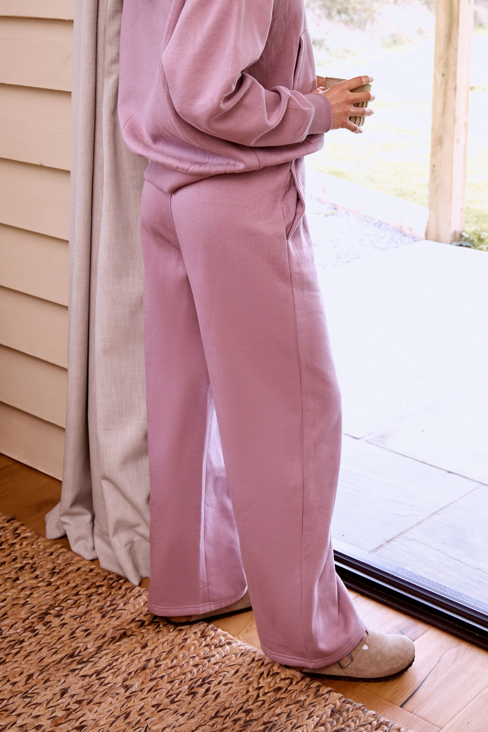 Kaiia Slogan Straight Leg Joggers Faded Purple - Image 4