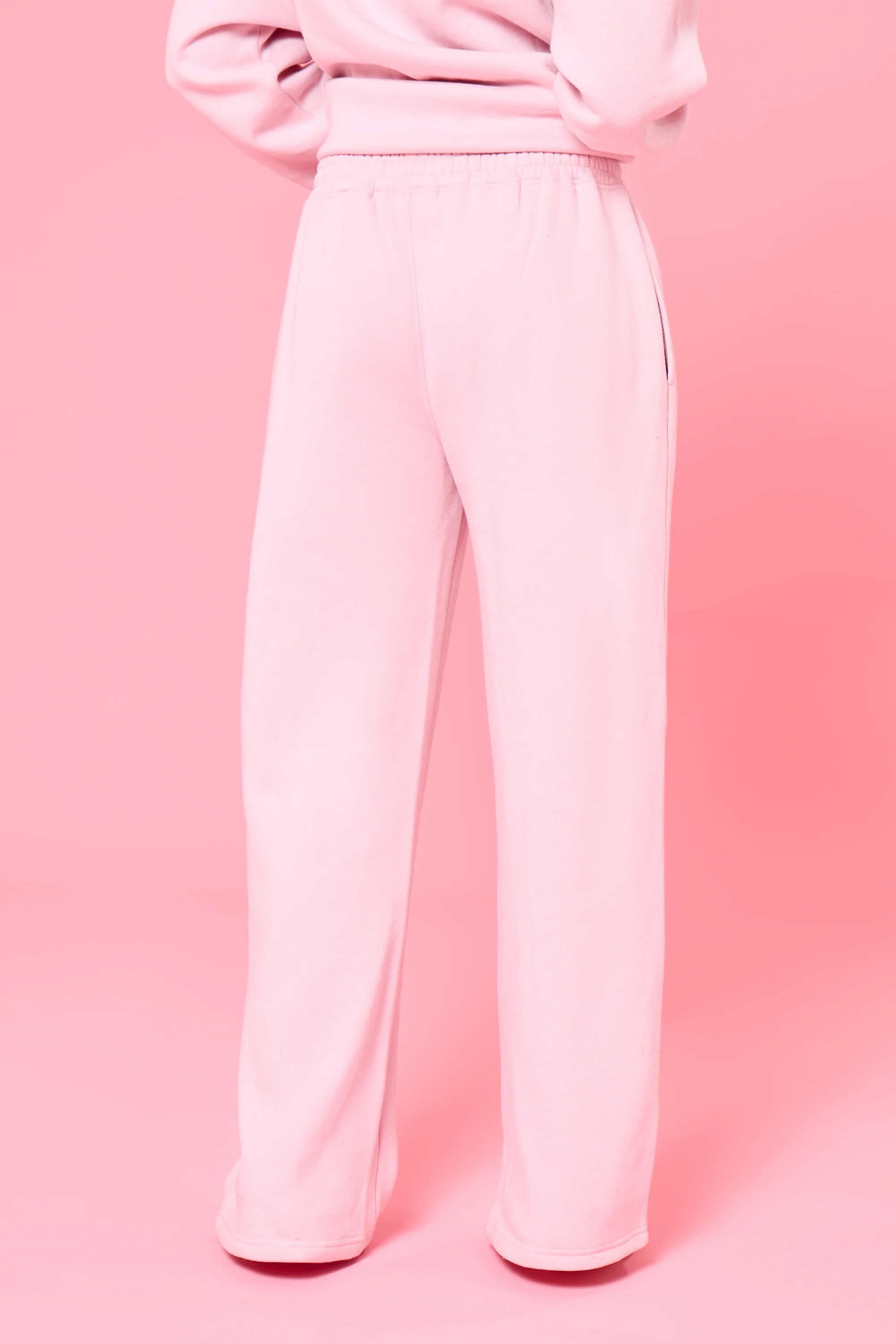 Kaiia Slogan Wide Leg Joggers Baby Pink - Image 4