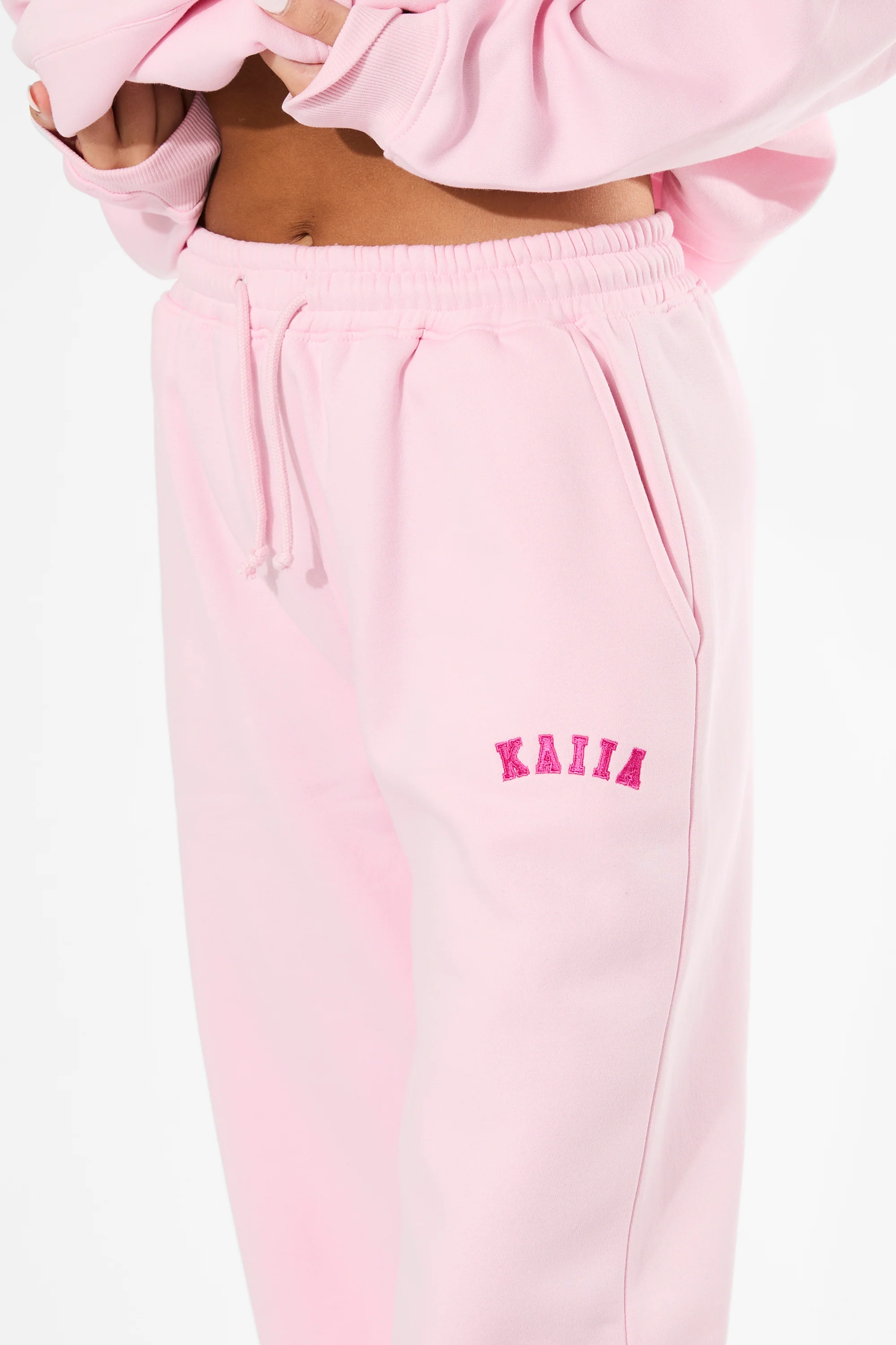 Kaiia Logo Wide Leg Joggers Baby Pink & Hot Pink - Image 8