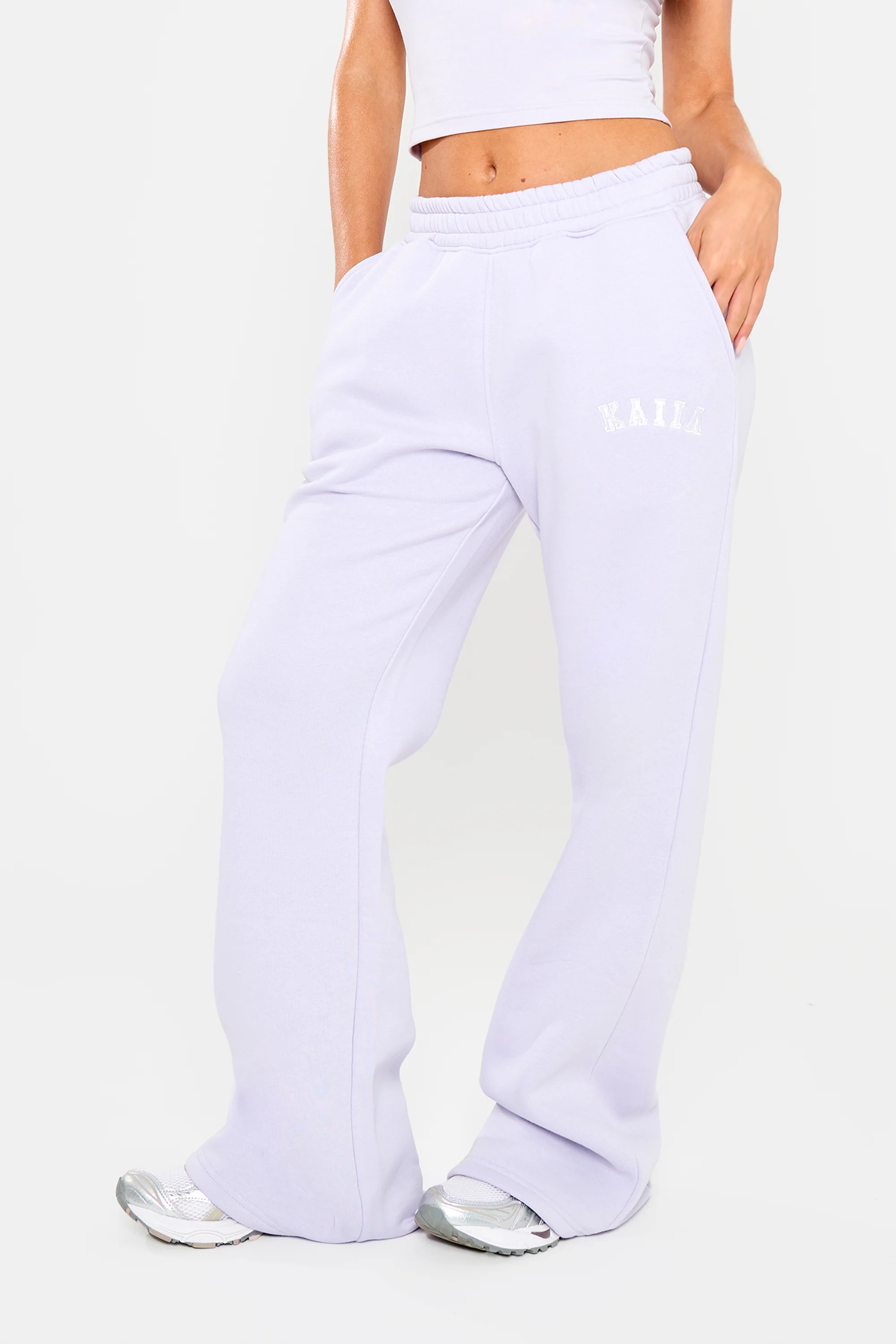 Kaiia Slogan Wide Leg Joggers Dusty Lilac - Image 6